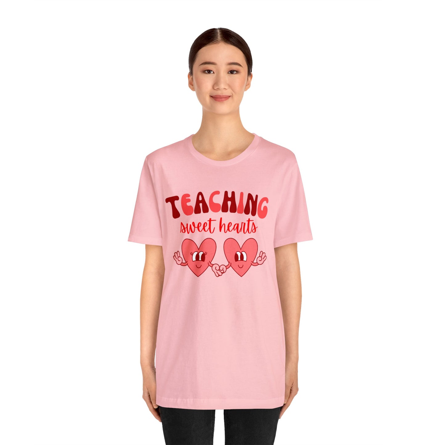 Teaching Sweet Hearts Retro Hearts Unisex Jersey Short Sleeve Tee