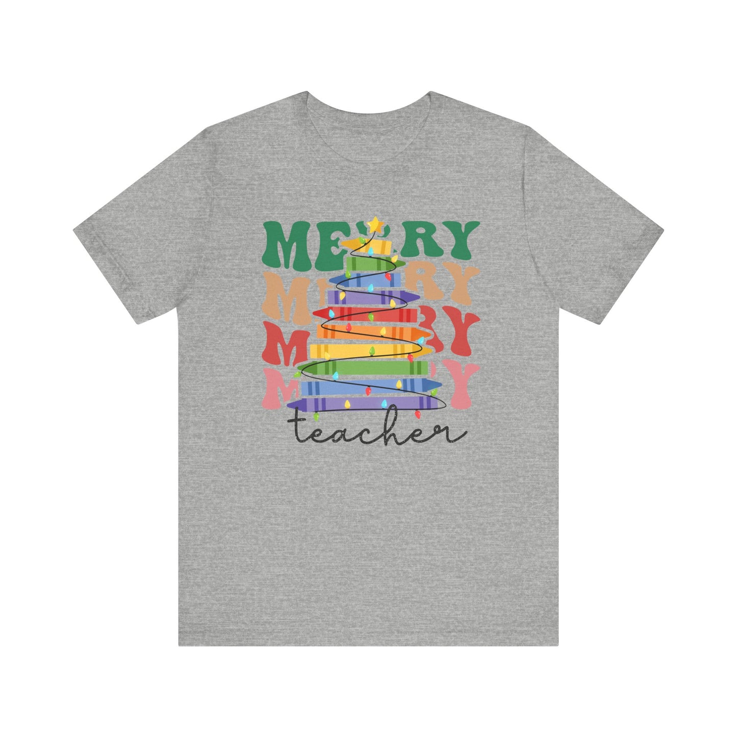 Merry Teacher Short Sleeve Tee - Festive Classroom Apparel