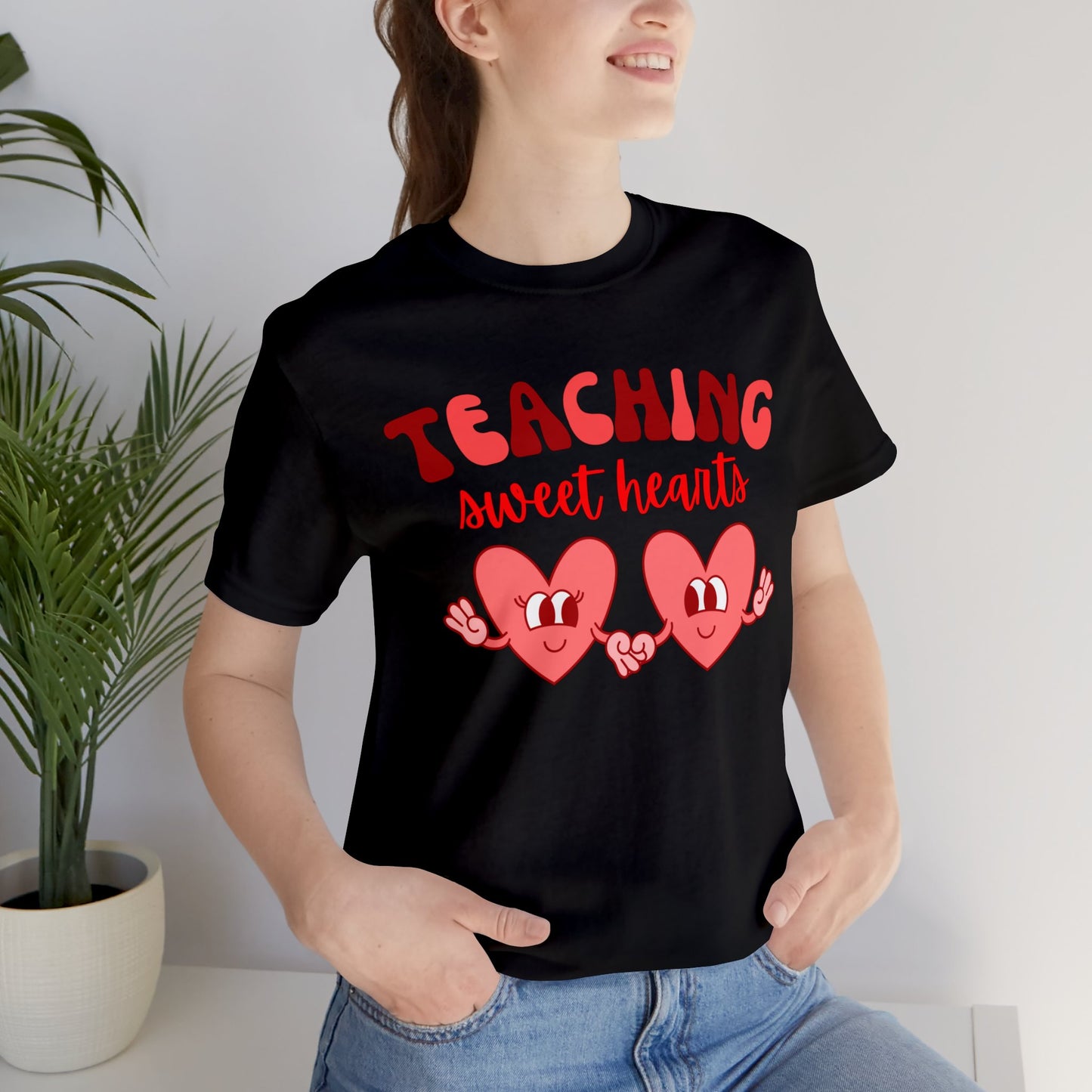 Teaching Sweet Hearts Retro Hearts Unisex Jersey Short Sleeve Tee