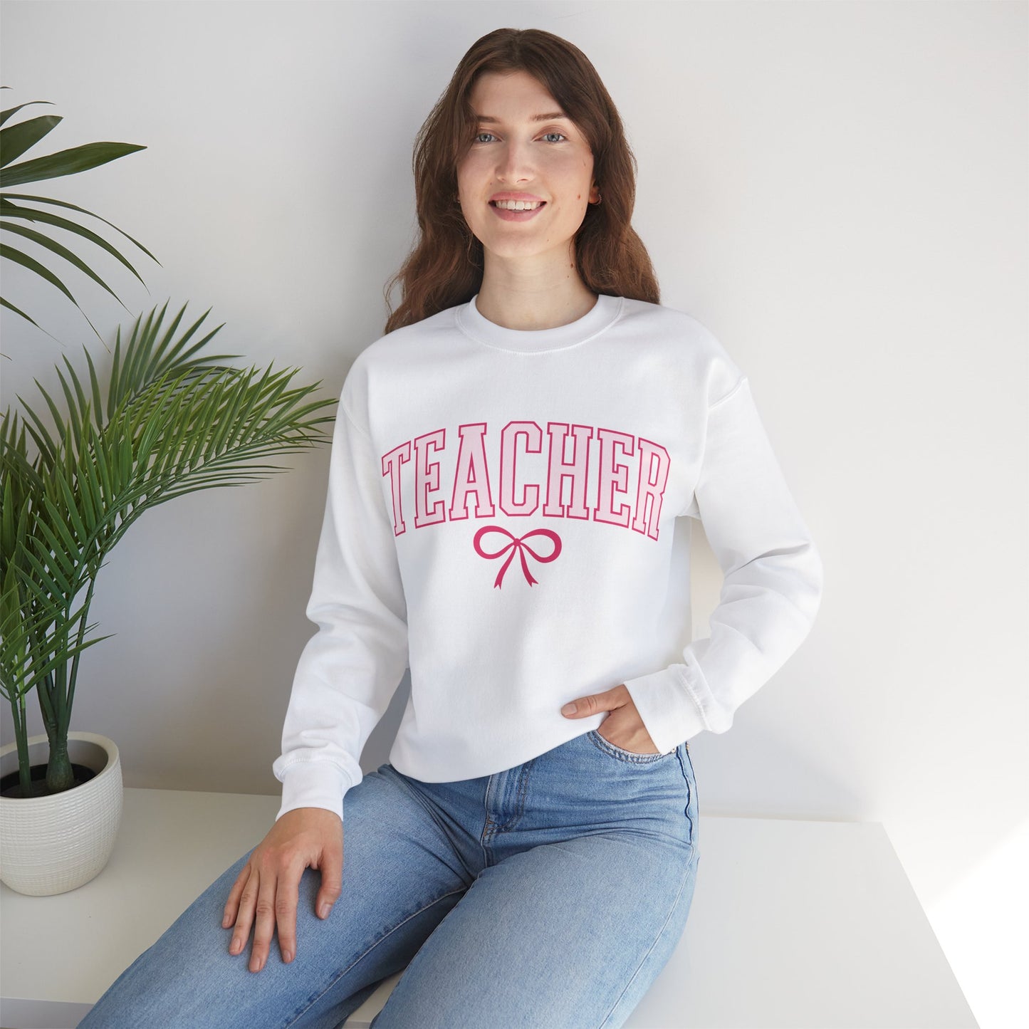 Teacher Varsity Bow Crewneck