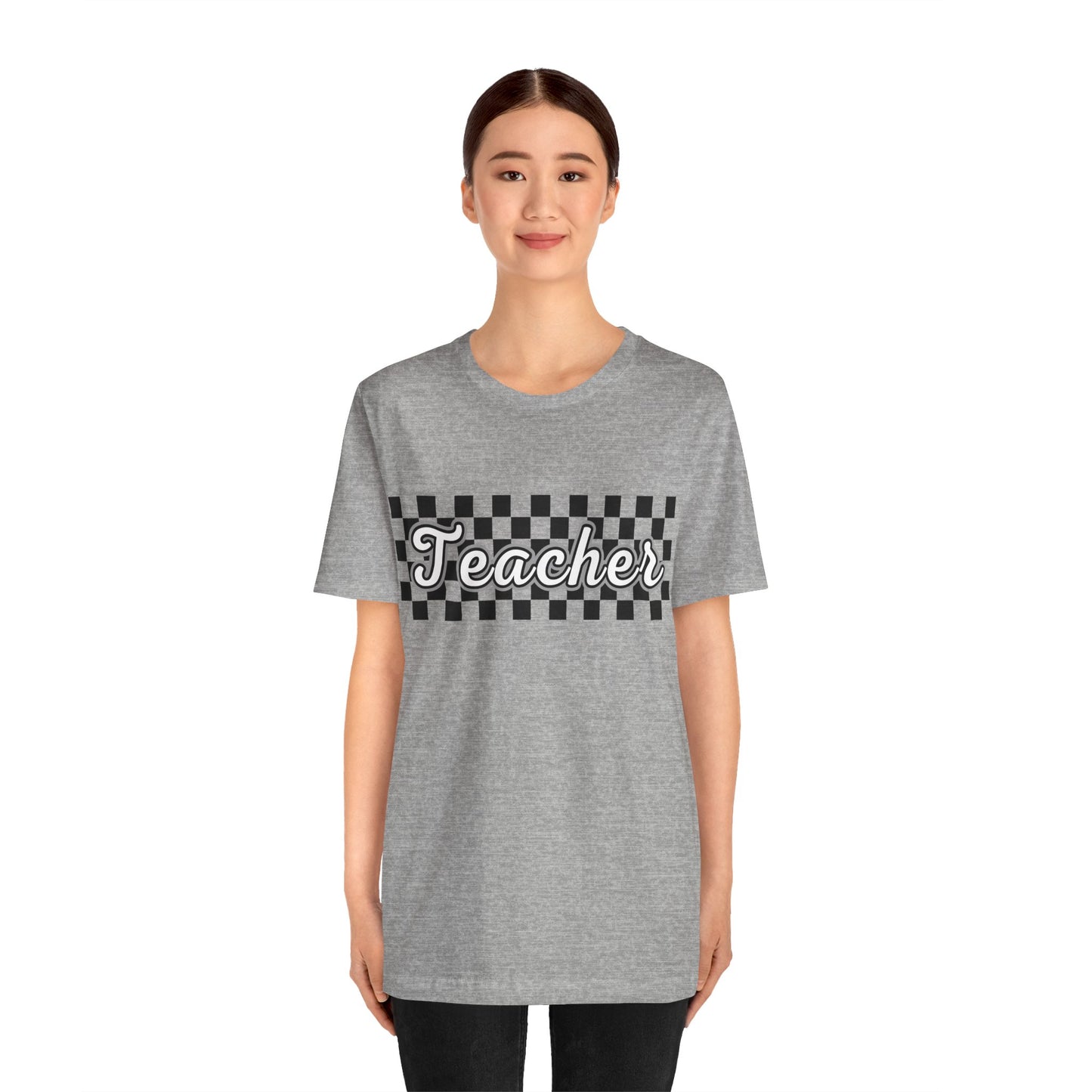 Checkered Teacher Cursive Tee