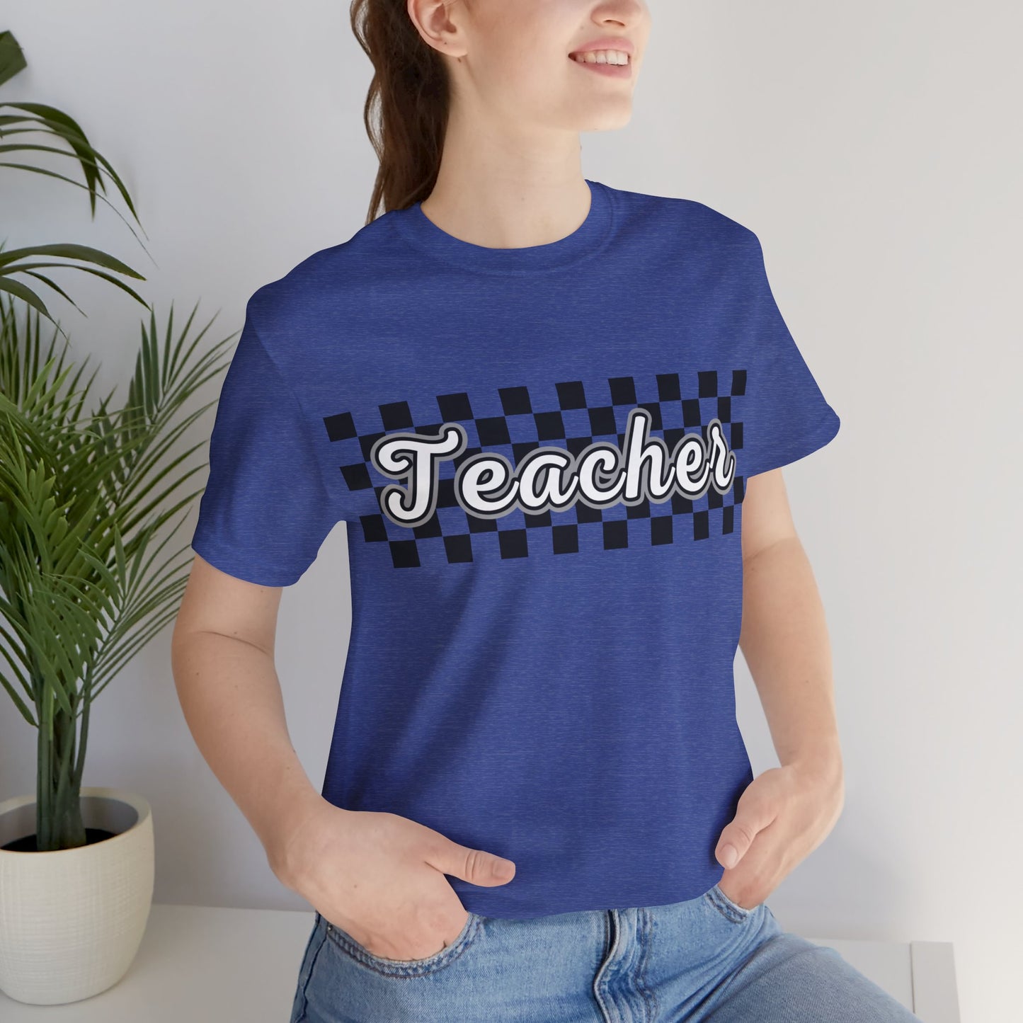 Checkered Teacher Cursive Tee