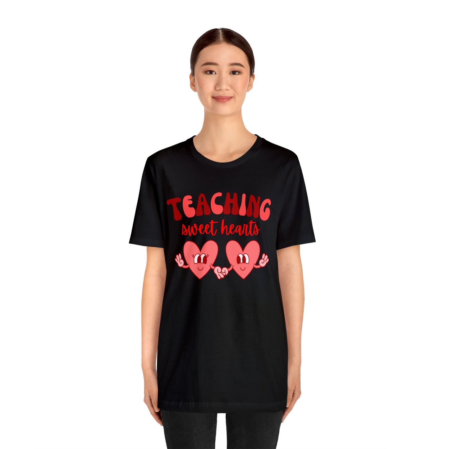 Teaching Sweet Hearts Retro Hearts Unisex Jersey Short Sleeve Tee