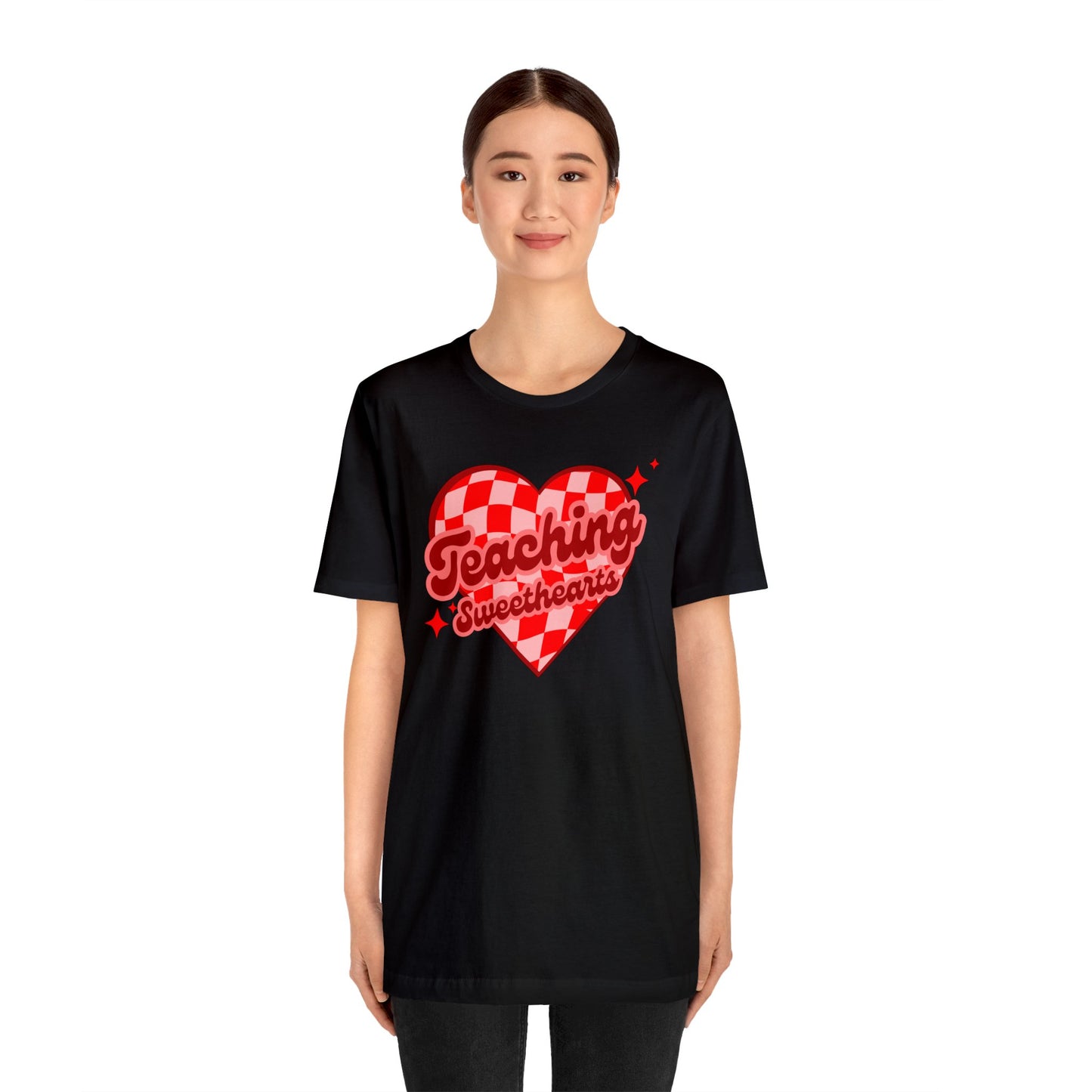 Teaching Sweethearts Retro Checkered Unisex Jersey Short Sleeve Tee