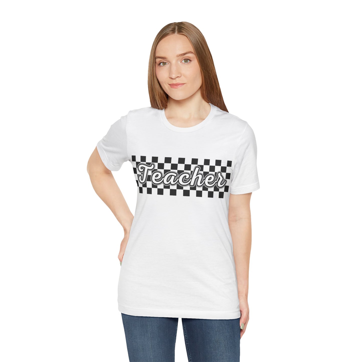 Checkered Teacher Cursive Tee