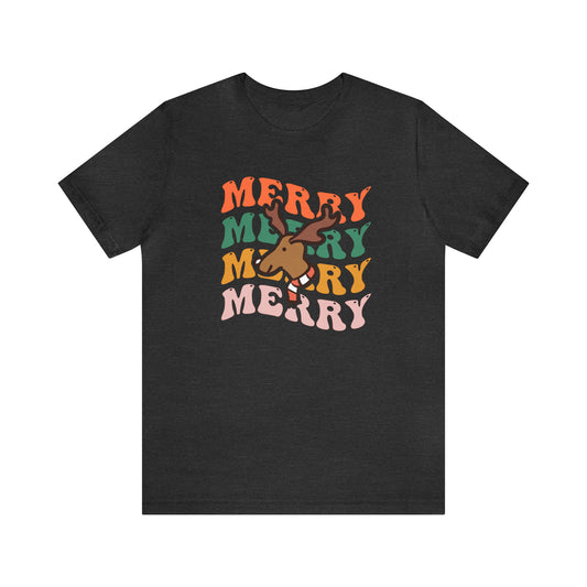 Merry Reindeer Unisex Jersey Short Sleeve Tee