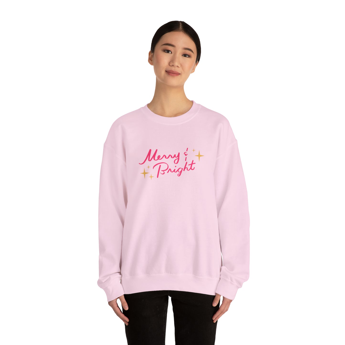 Merry & Bright Pink Unisex Heavy Blend™ Crewneck Sweatshirt