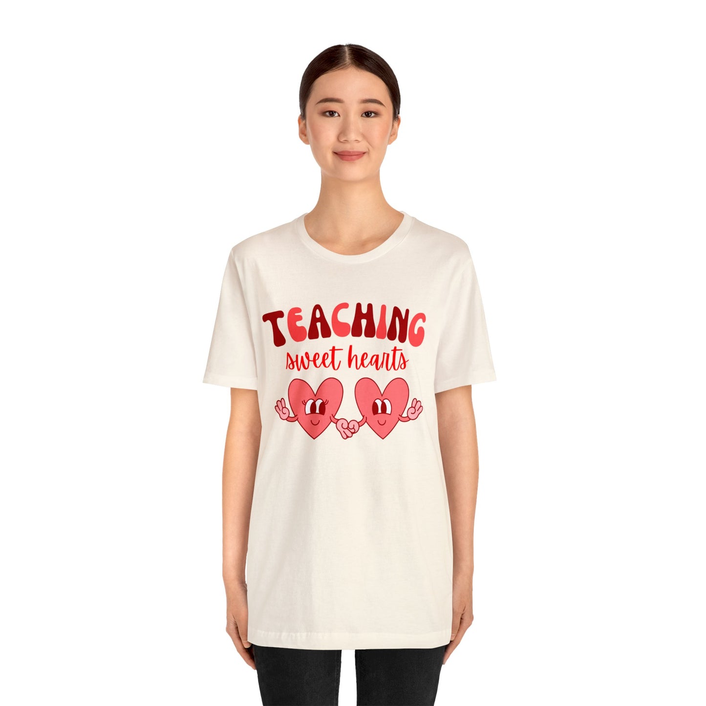 Teaching Sweet Hearts Retro Hearts Unisex Jersey Short Sleeve Tee