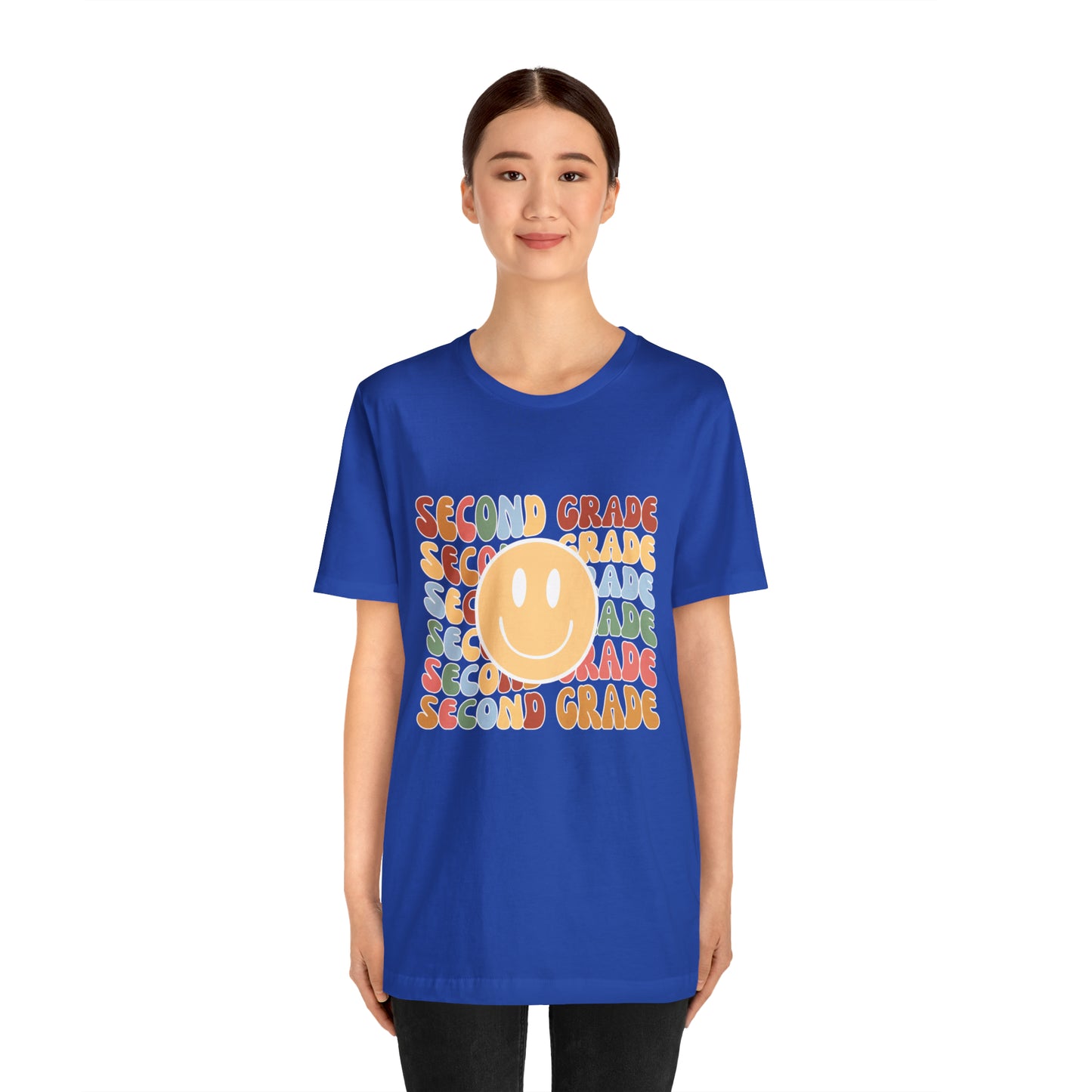 Second Grade Smiley Retro Print Unisex Jersey Short Sleeve Tee