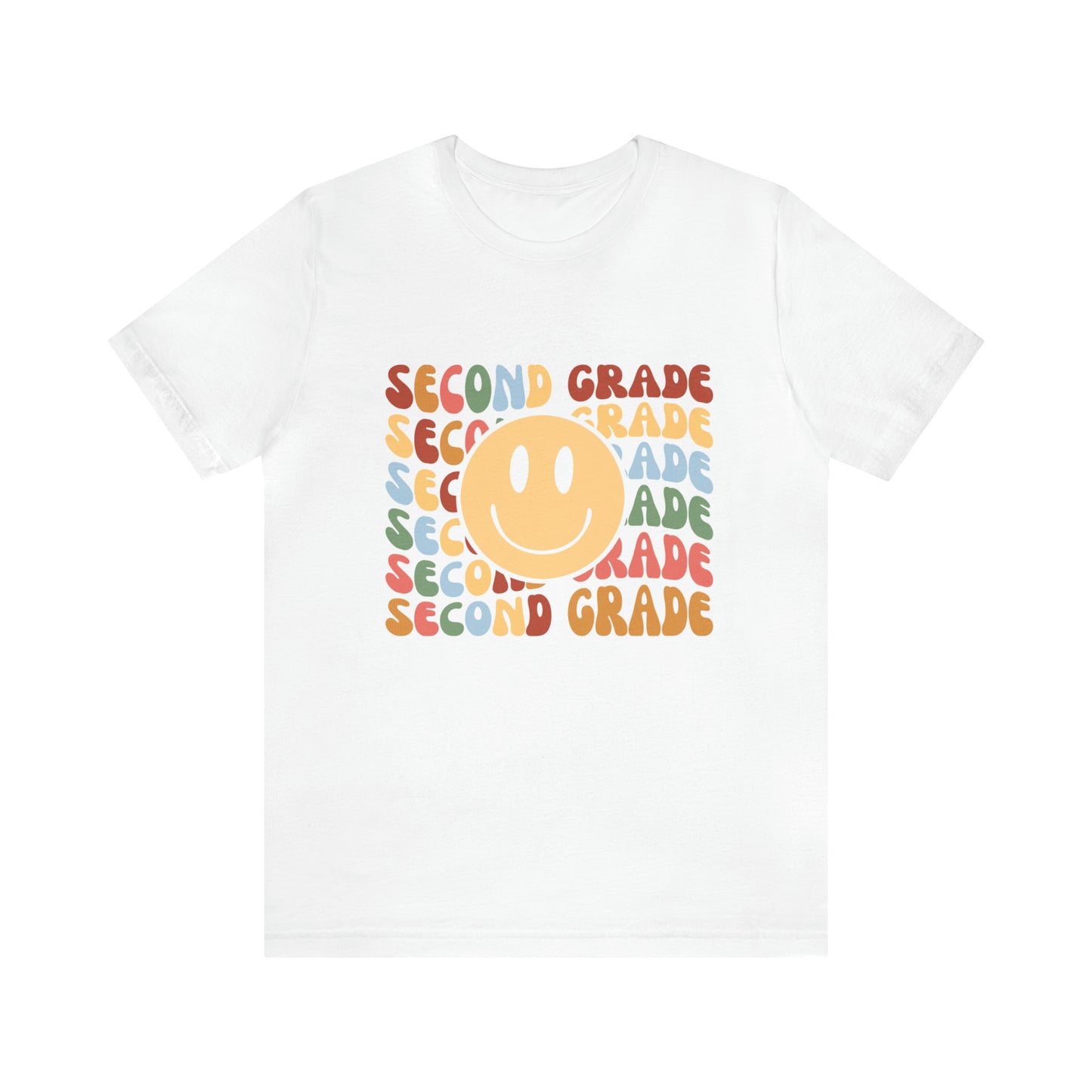 Second Grade Smiley Retro Print Unisex Jersey Short Sleeve Tee