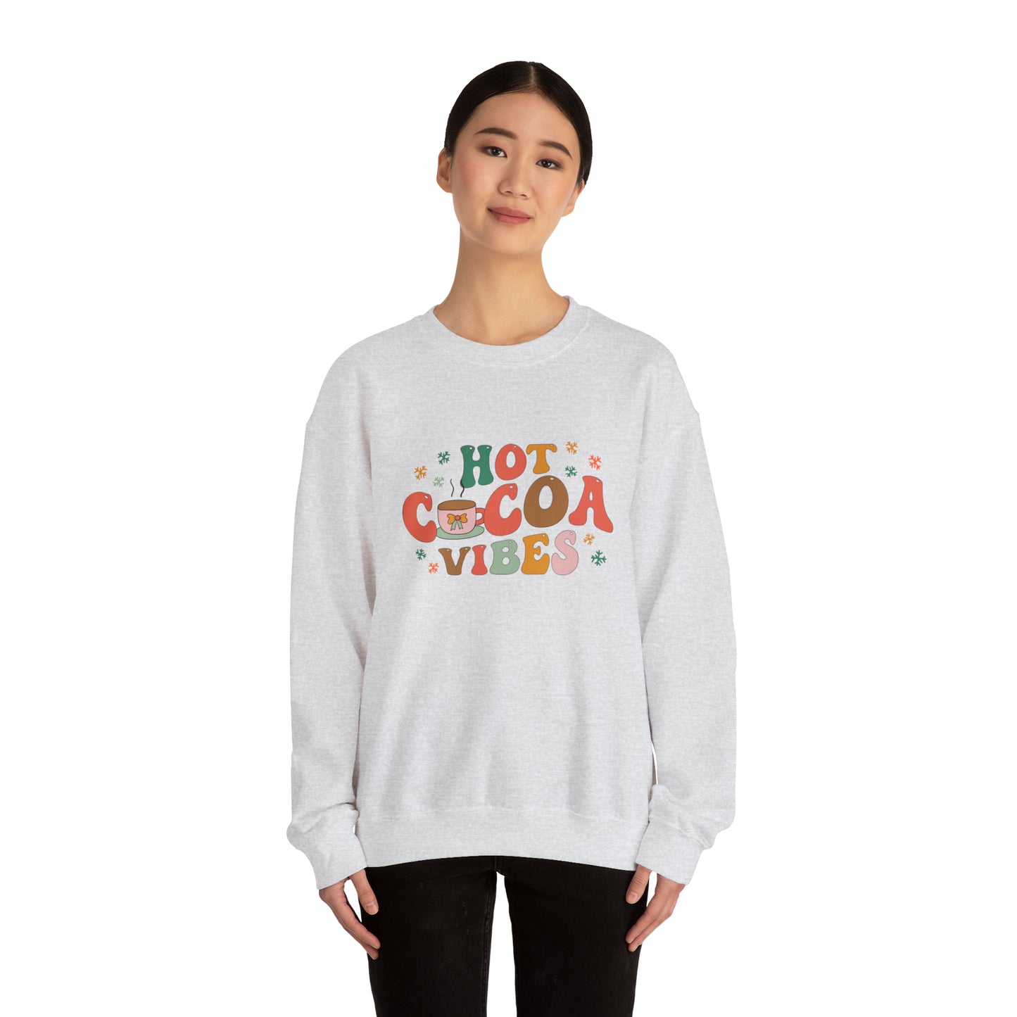 Hot Cocoa Vibes Retro Unisex Heavy Blend™ Crewneck Sweatshirt