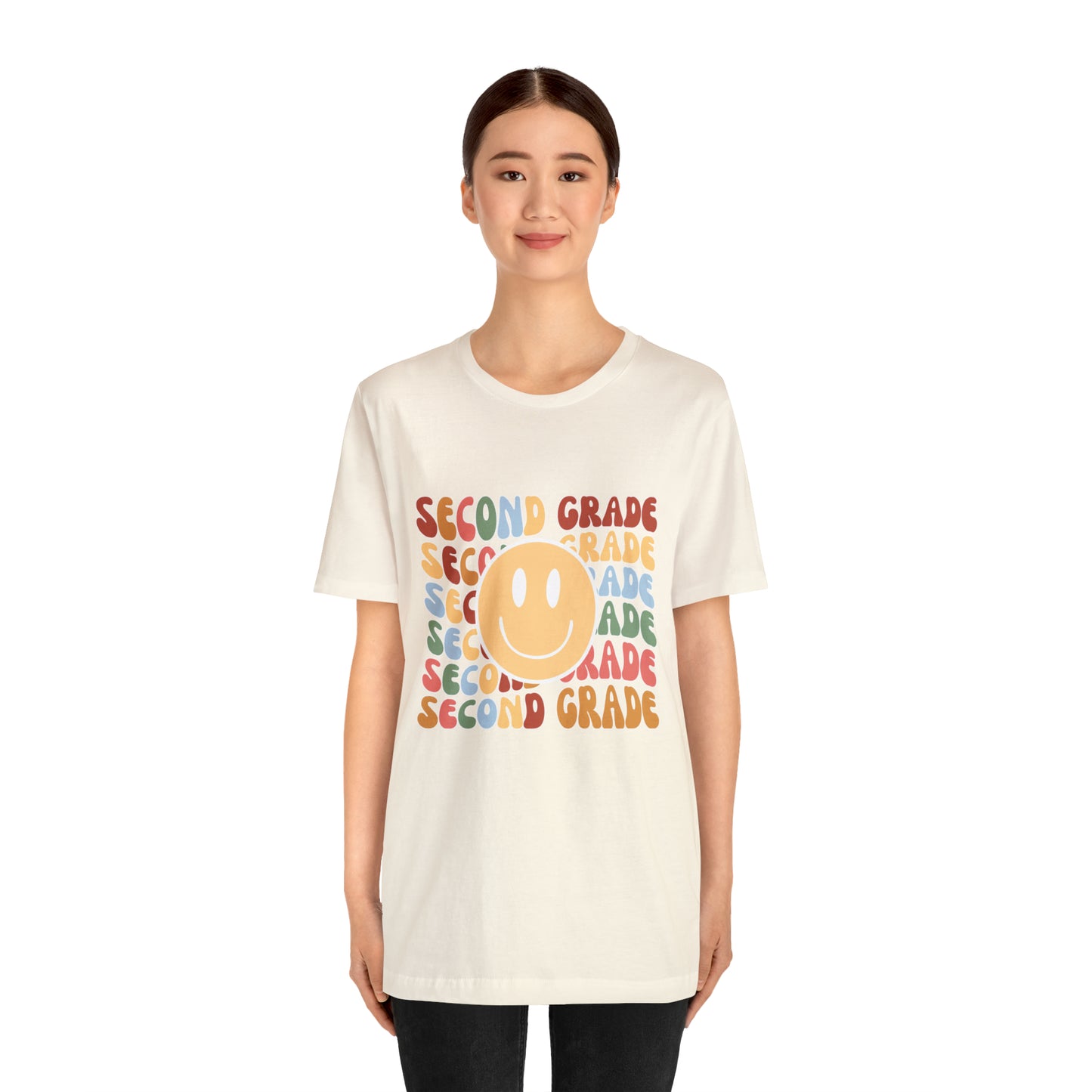 Second Grade Smiley Retro Print Unisex Jersey Short Sleeve Tee