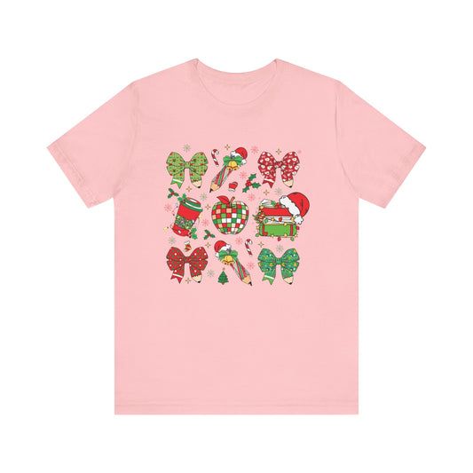 Festive Christmas Short Sleeve Tee - Holiday Cheer Design