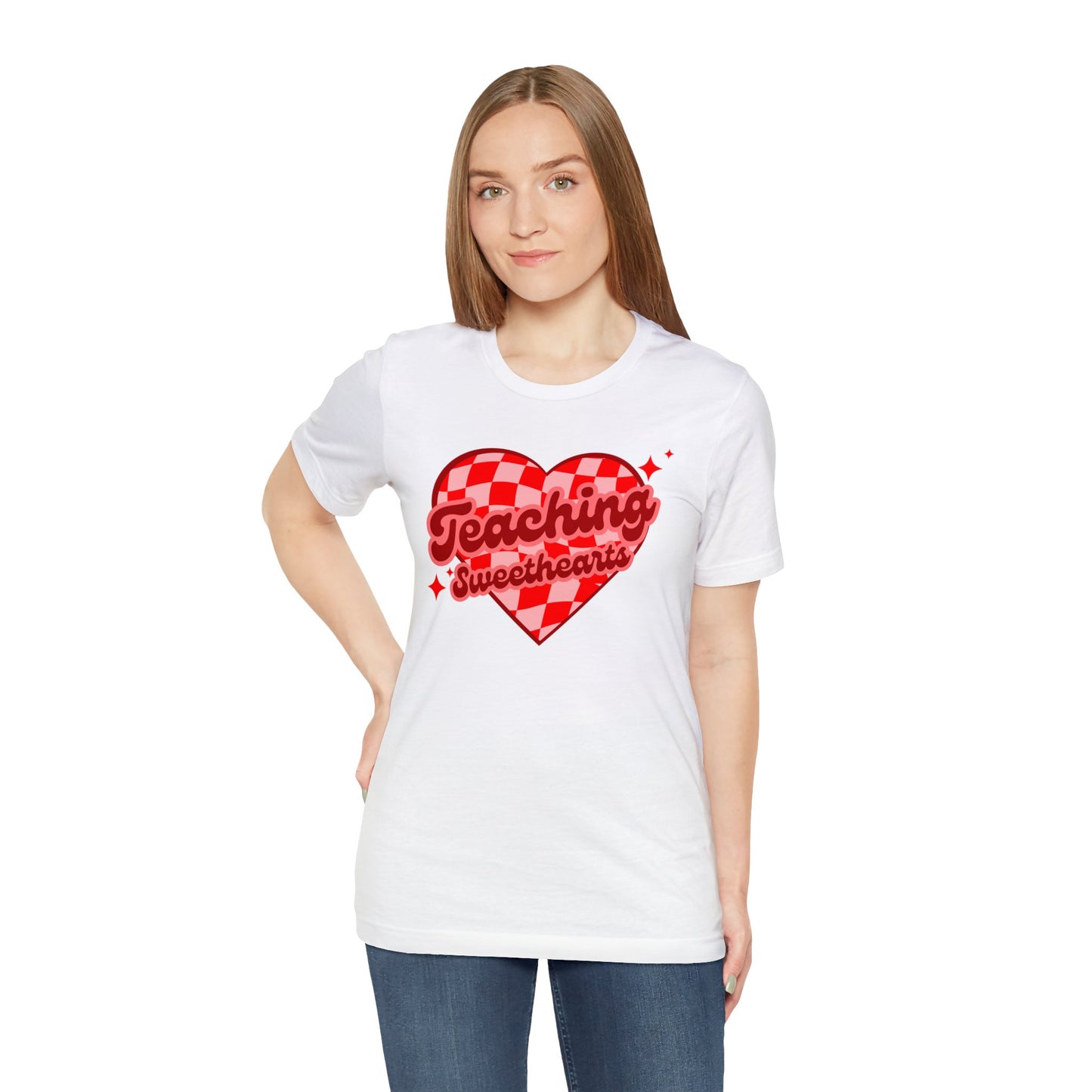 Teaching Sweethearts Retro Checkered Unisex Jersey Short Sleeve Tee