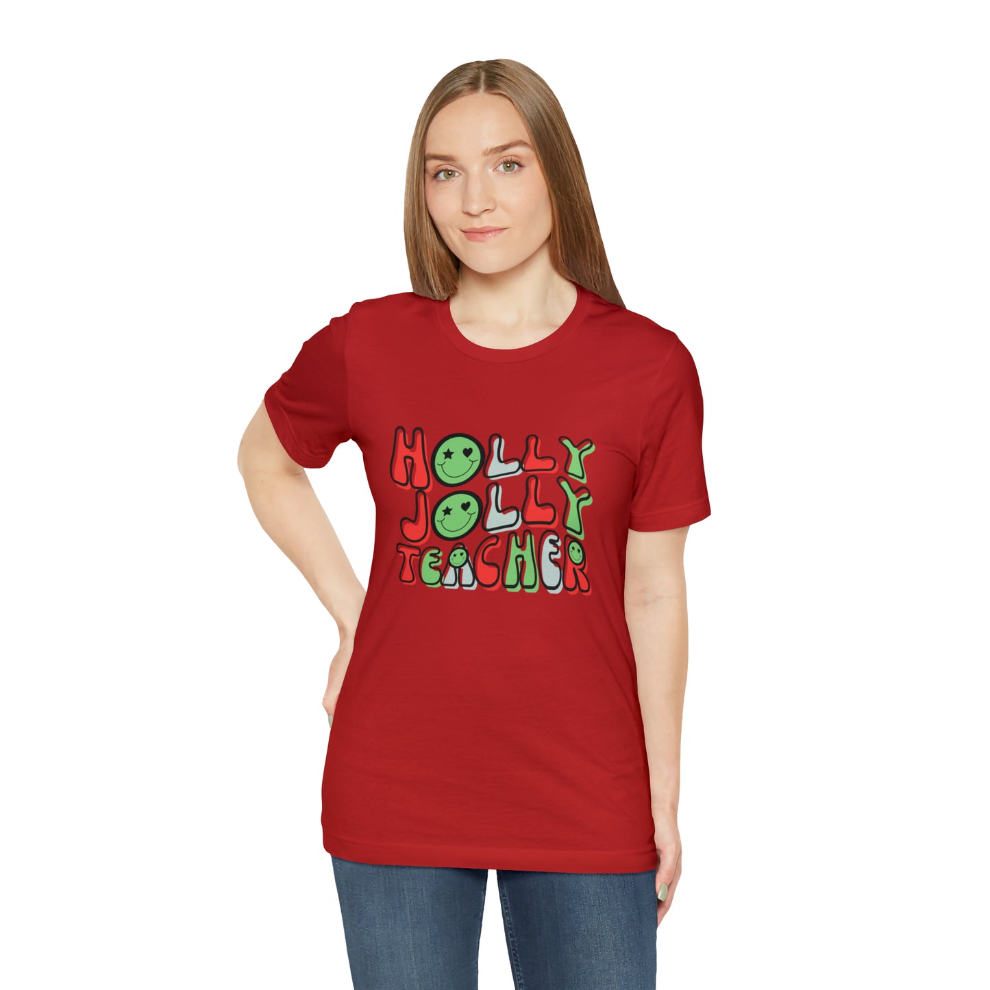 Holly Jolly Teacher 2024 Unisex Jersey Short Sleeve Tee