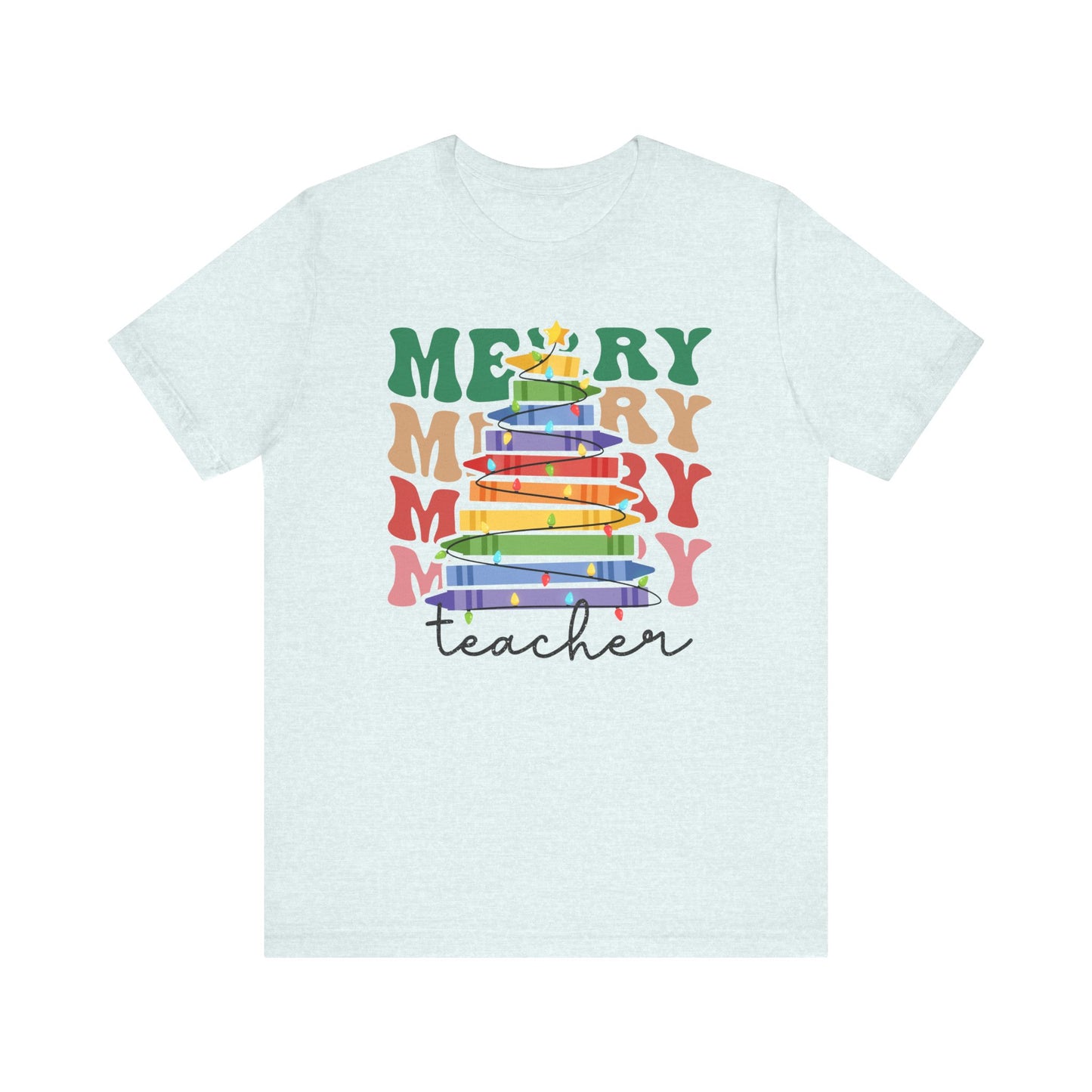 Merry Teacher Short Sleeve Tee - Festive Classroom Apparel