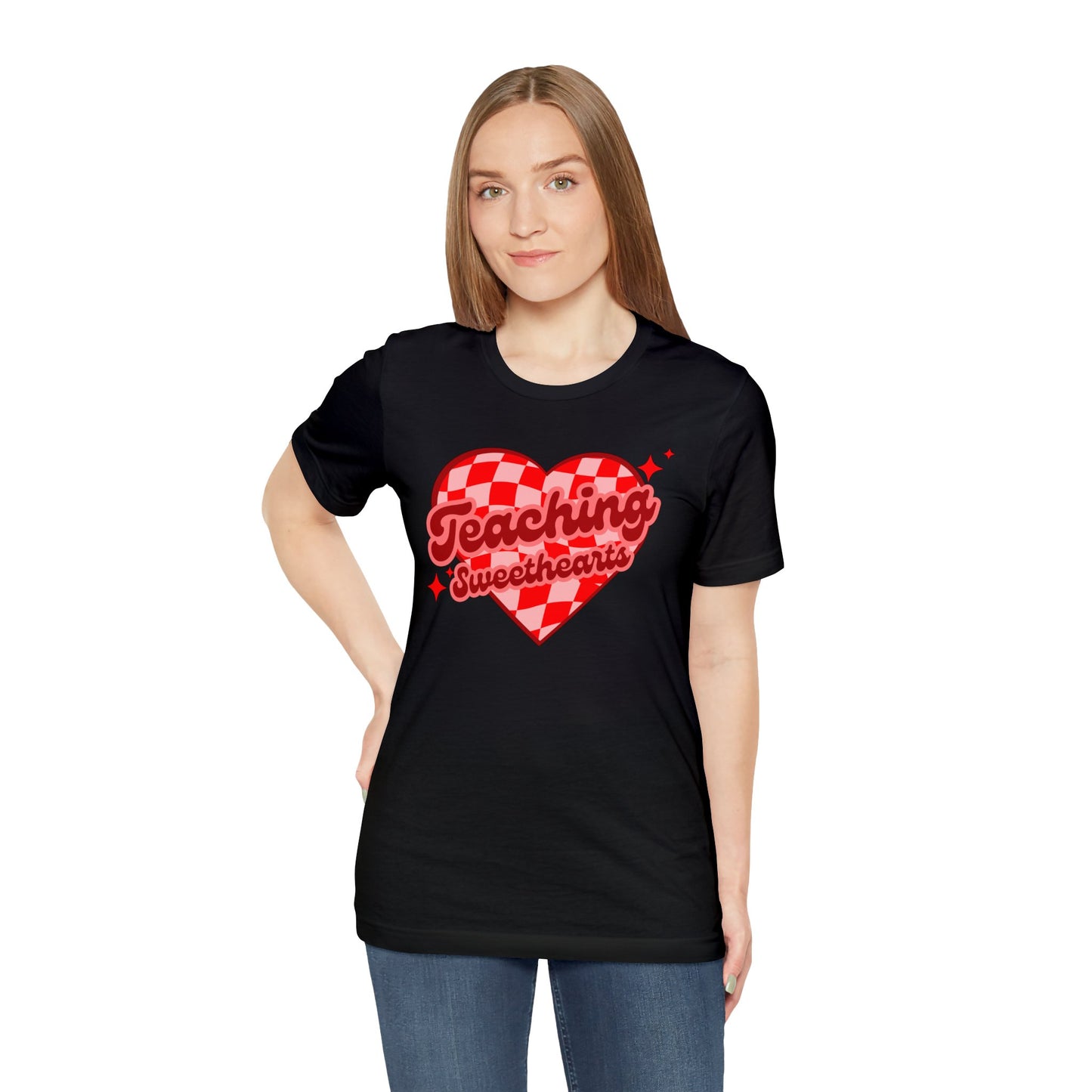 Teaching Sweethearts Retro Checkered Unisex Jersey Short Sleeve Tee