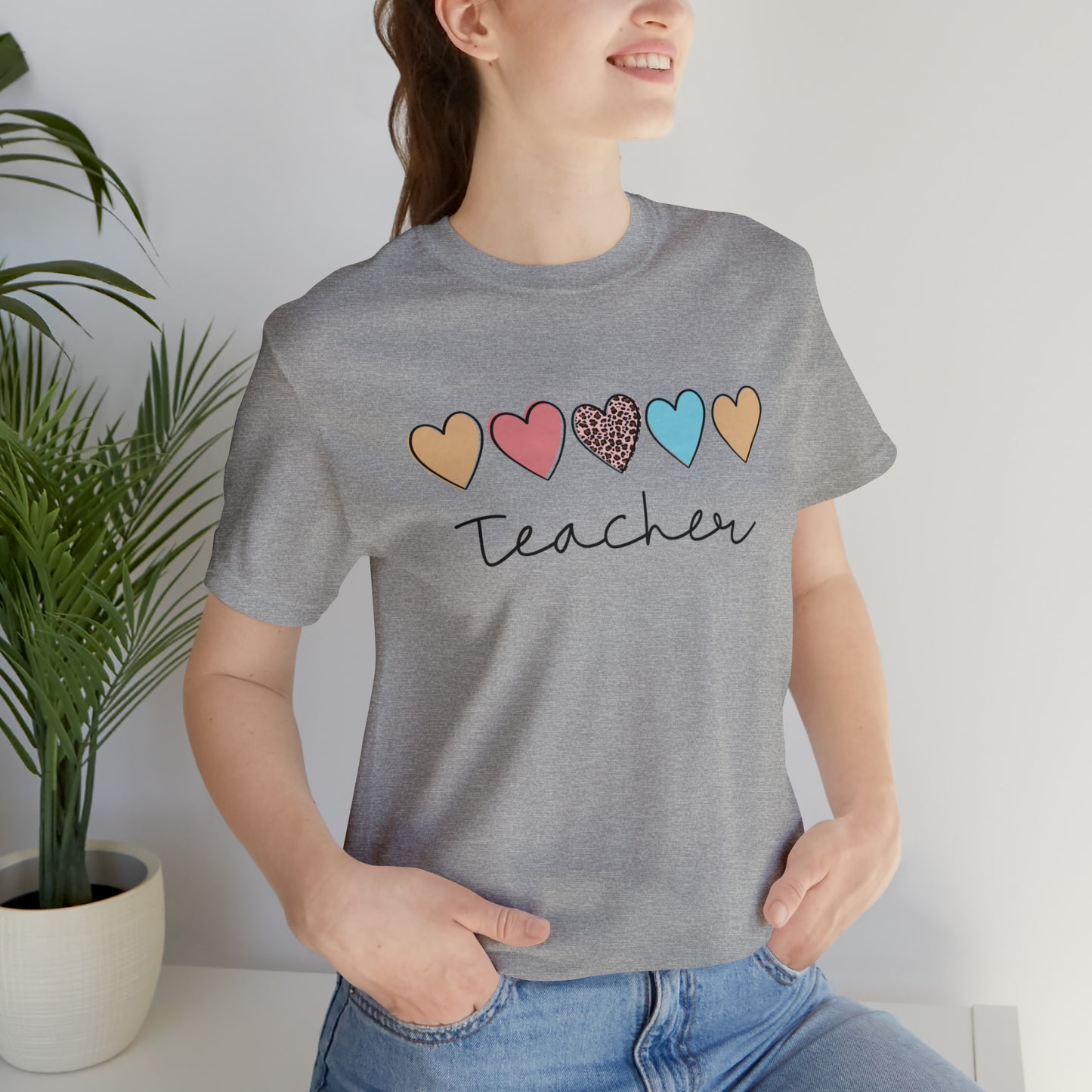 Teacher with Hearts Unisex Jersey Short Sleeve Tee