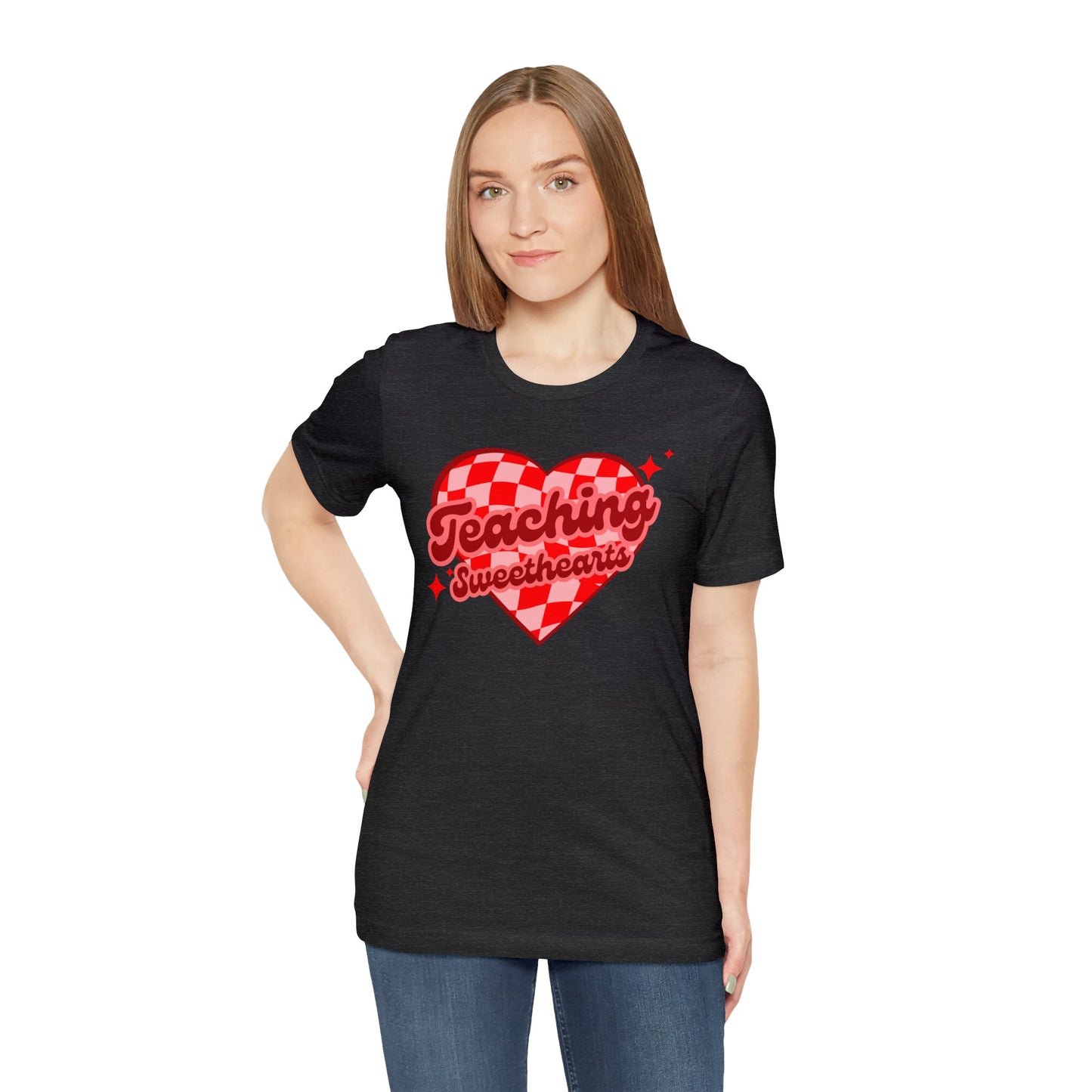 Teaching Sweethearts Retro Checkered Unisex Jersey Short Sleeve Tee