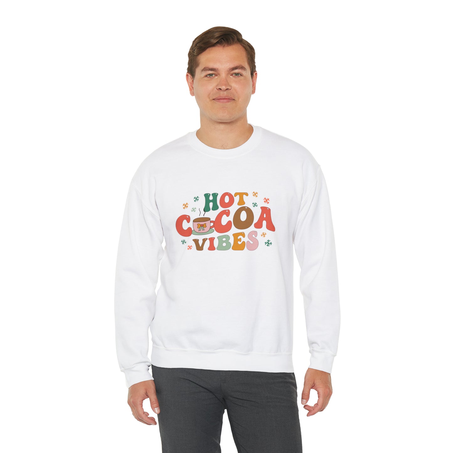 Hot Cocoa Vibes Retro Unisex Heavy Blend™ Crewneck Sweatshirt