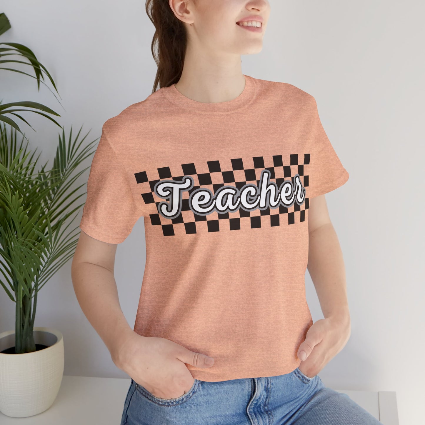 Checkered Teacher Cursive Tee