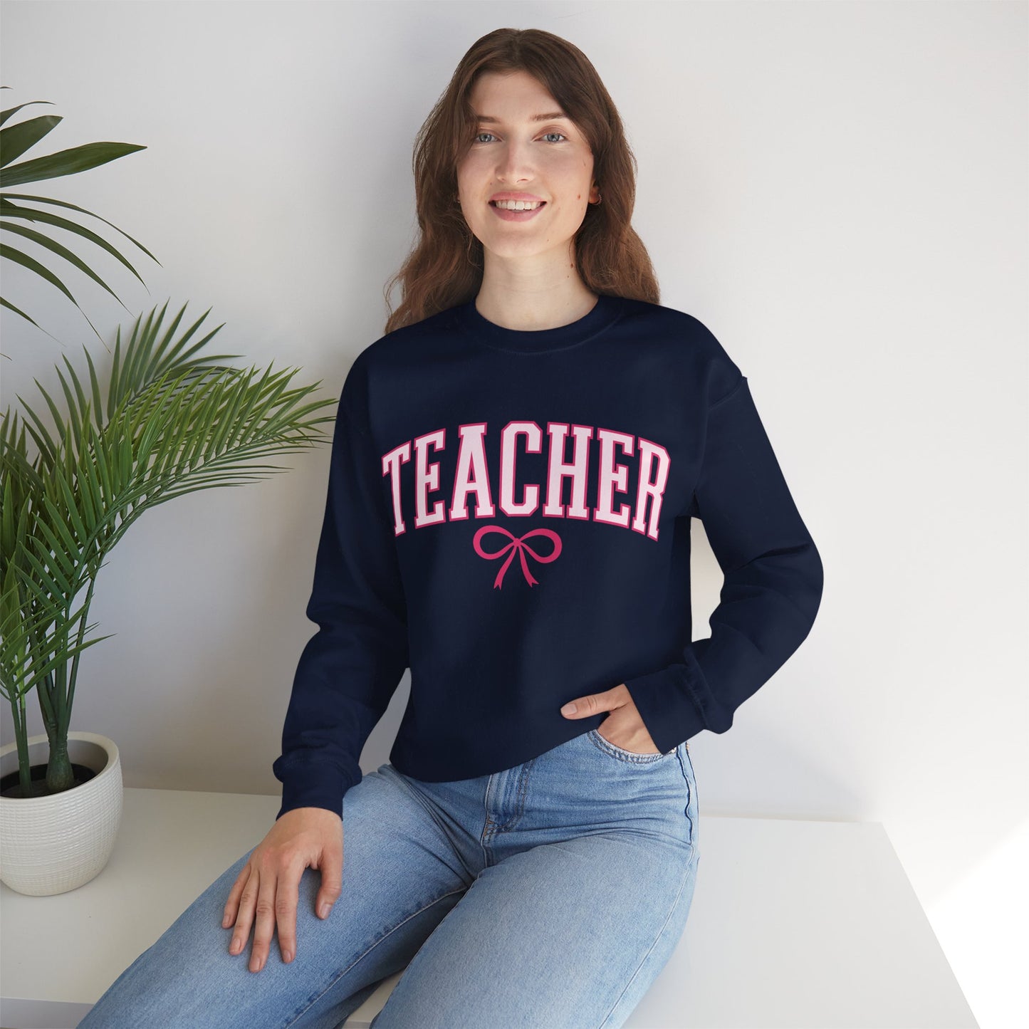 Teacher Varsity Bow Crewneck