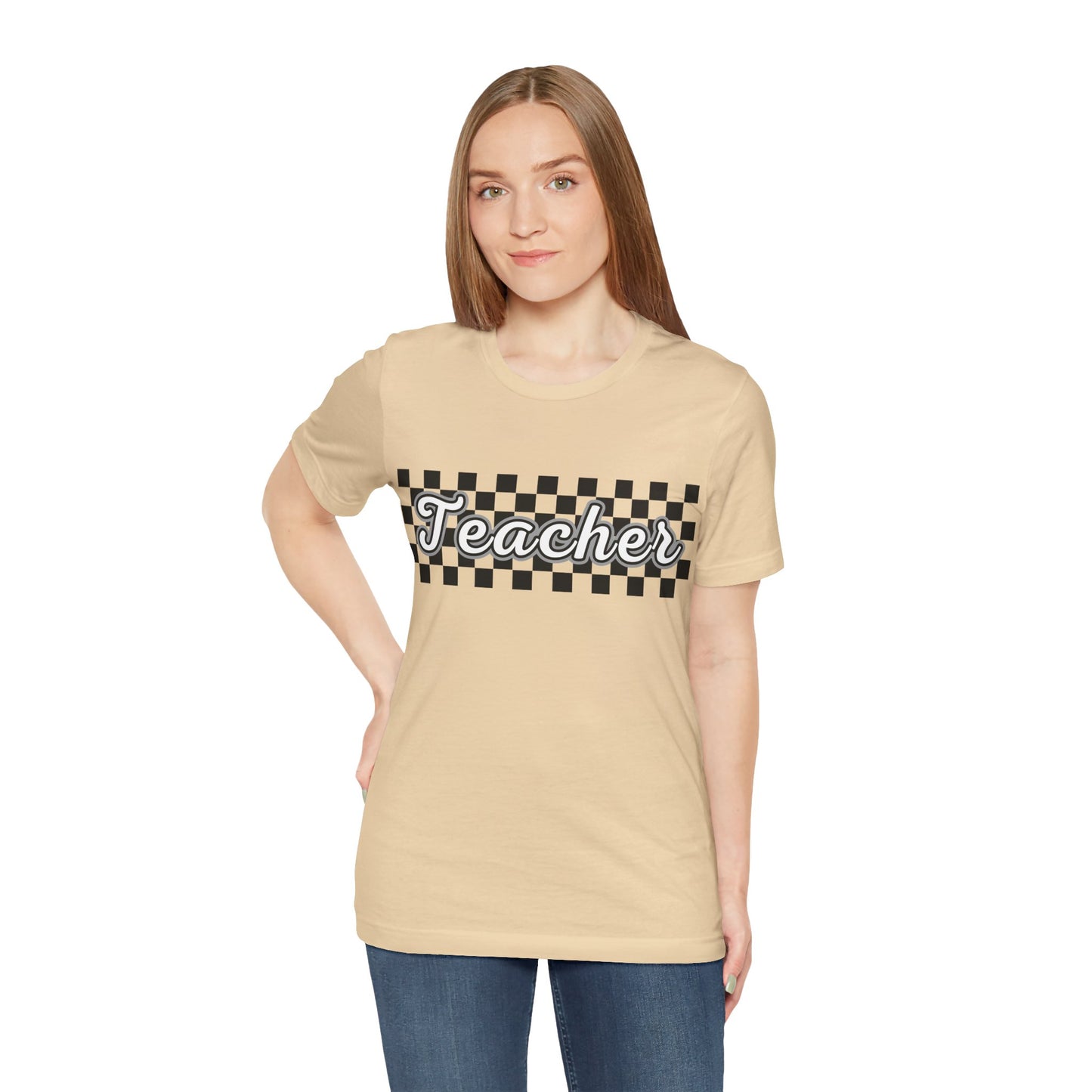 Checkered Teacher Cursive Tee