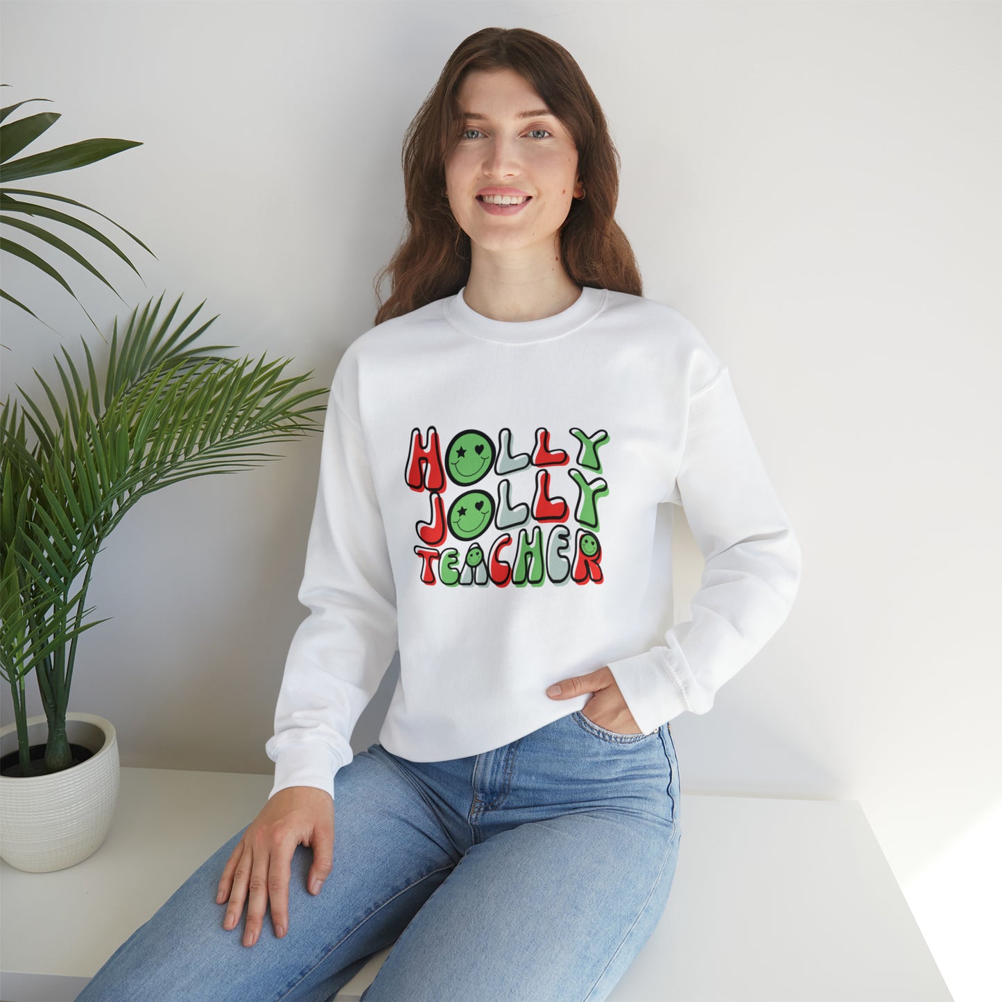 Holly Jolly Teacher 2023 Unisex Heavy Blend™ Crewneck Sweatshirt