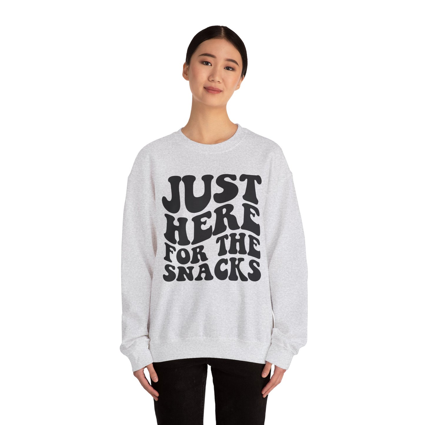 Just Here for the Snacks Crewneck Sweatshirt - Cozy Unisex Heavy Blend Pullover