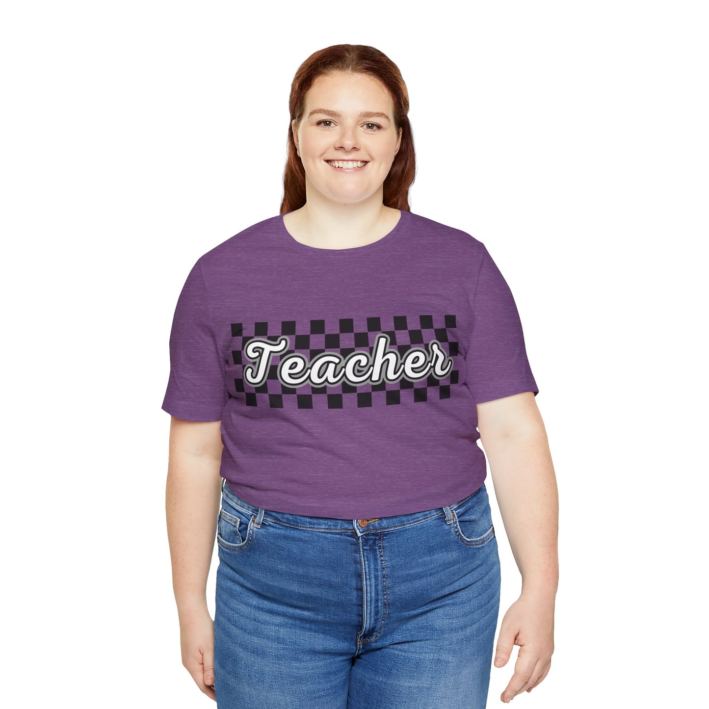 Checkered Teacher Cursive Tee