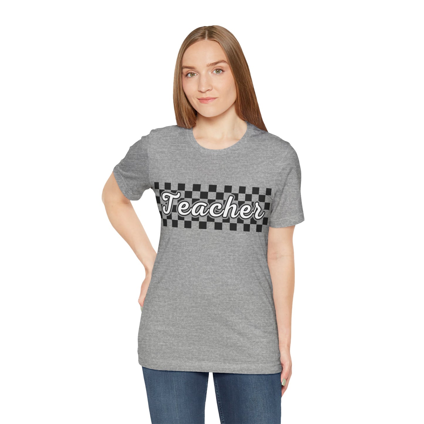 Checkered Teacher Cursive Tee