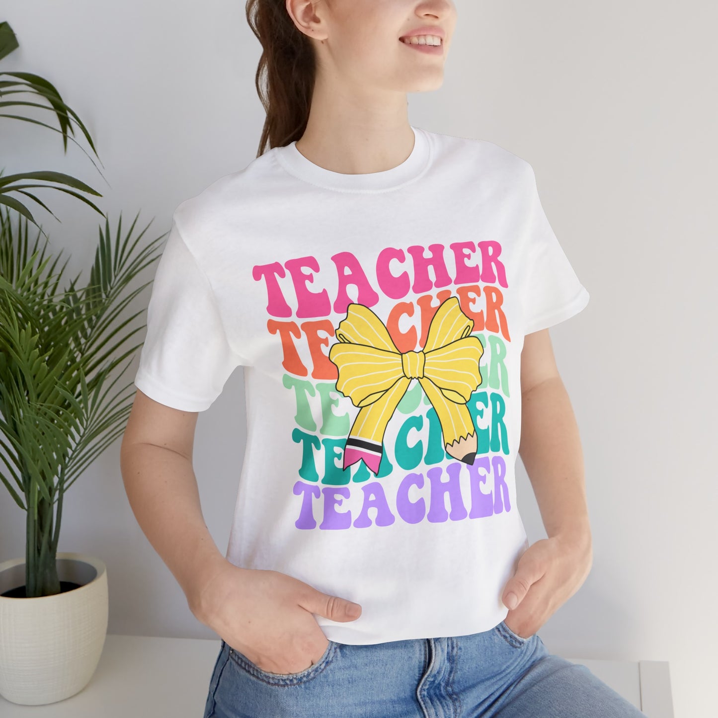 Teacher Pencil Bow Tee