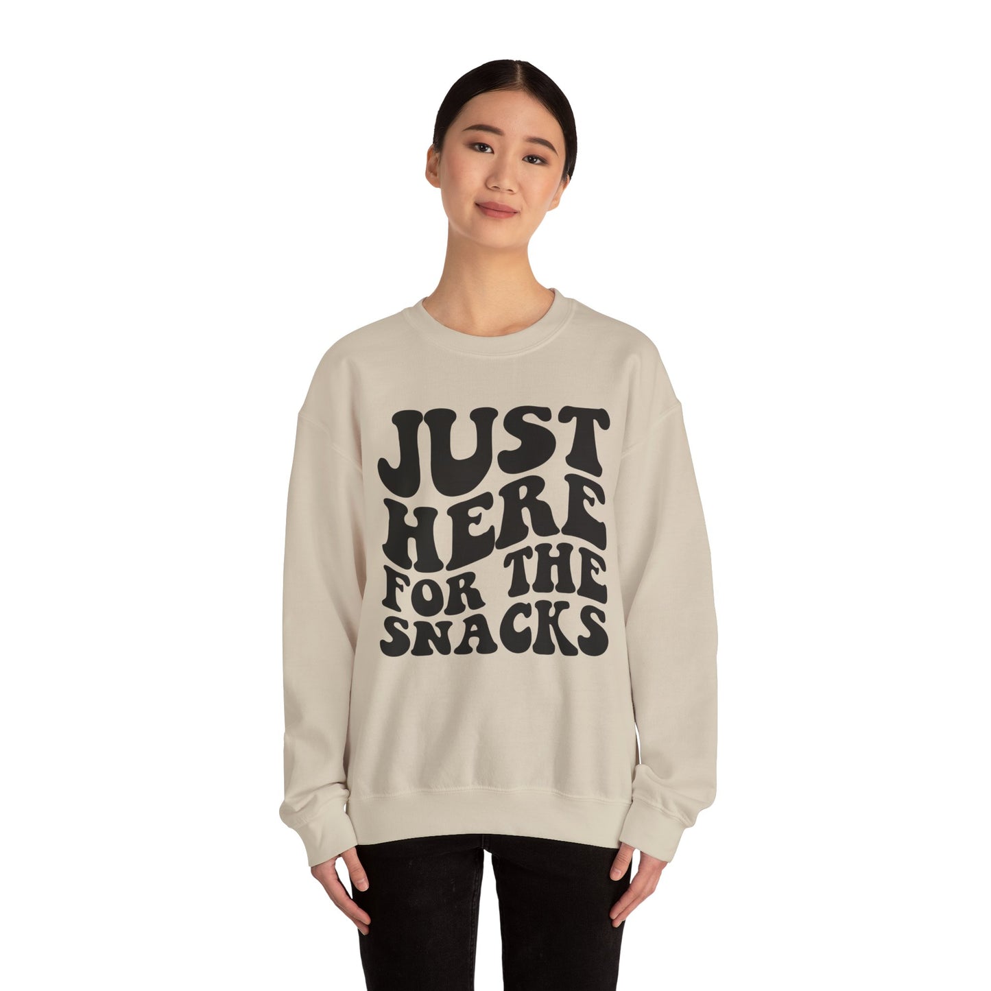 Just Here for the Snacks Crewneck Sweatshirt - Cozy Unisex Heavy Blend Pullover