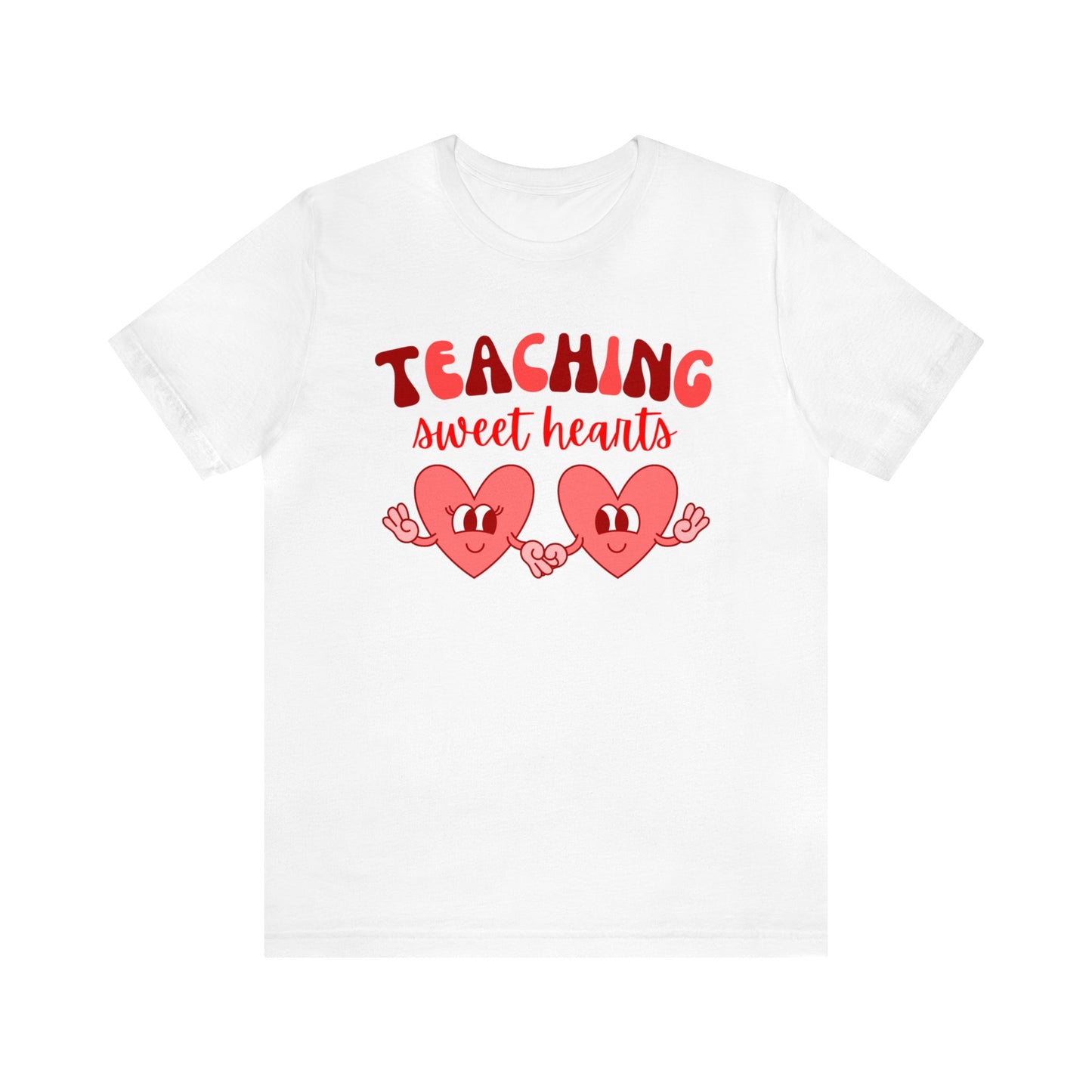 Teaching Sweet Hearts Retro Hearts Unisex Jersey Short Sleeve Tee