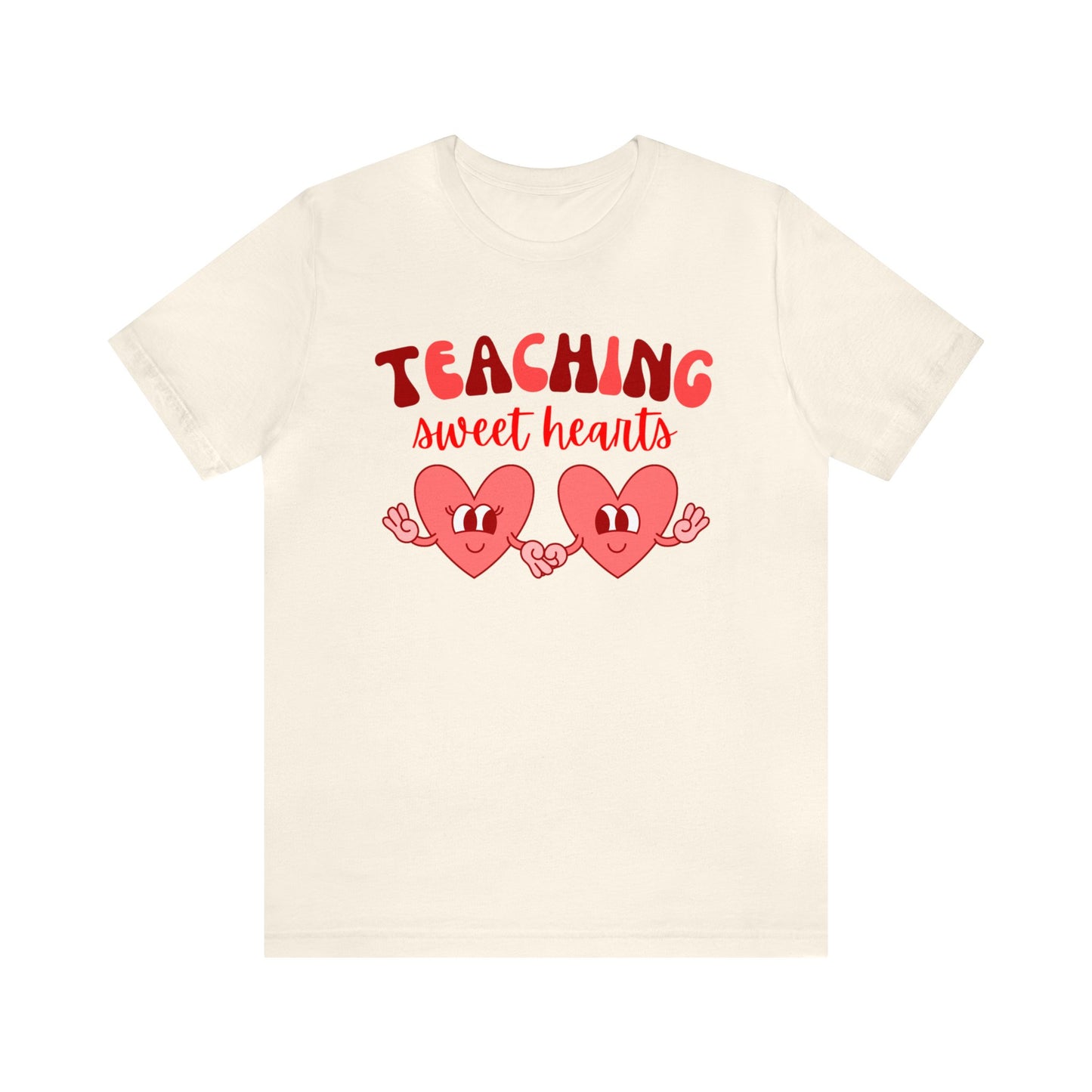 Teaching Sweet Hearts Retro Hearts Unisex Jersey Short Sleeve Tee