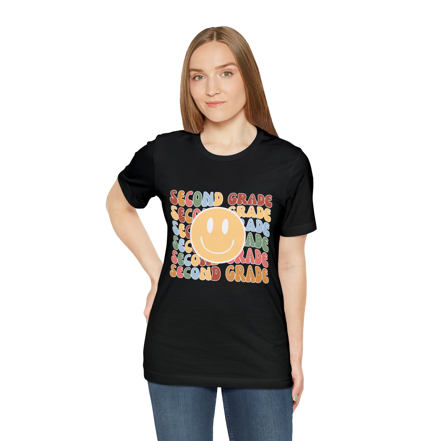 Second Grade Smiley Retro Print Unisex Jersey Short Sleeve Tee