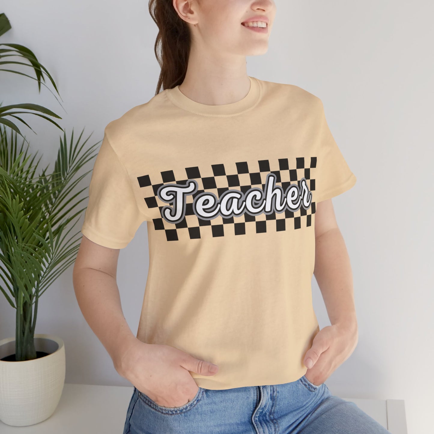 Checkered Teacher Cursive Tee