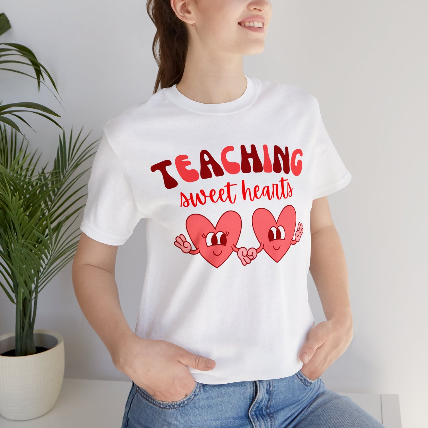 Teaching Sweet Hearts Retro Hearts Unisex Jersey Short Sleeve Tee