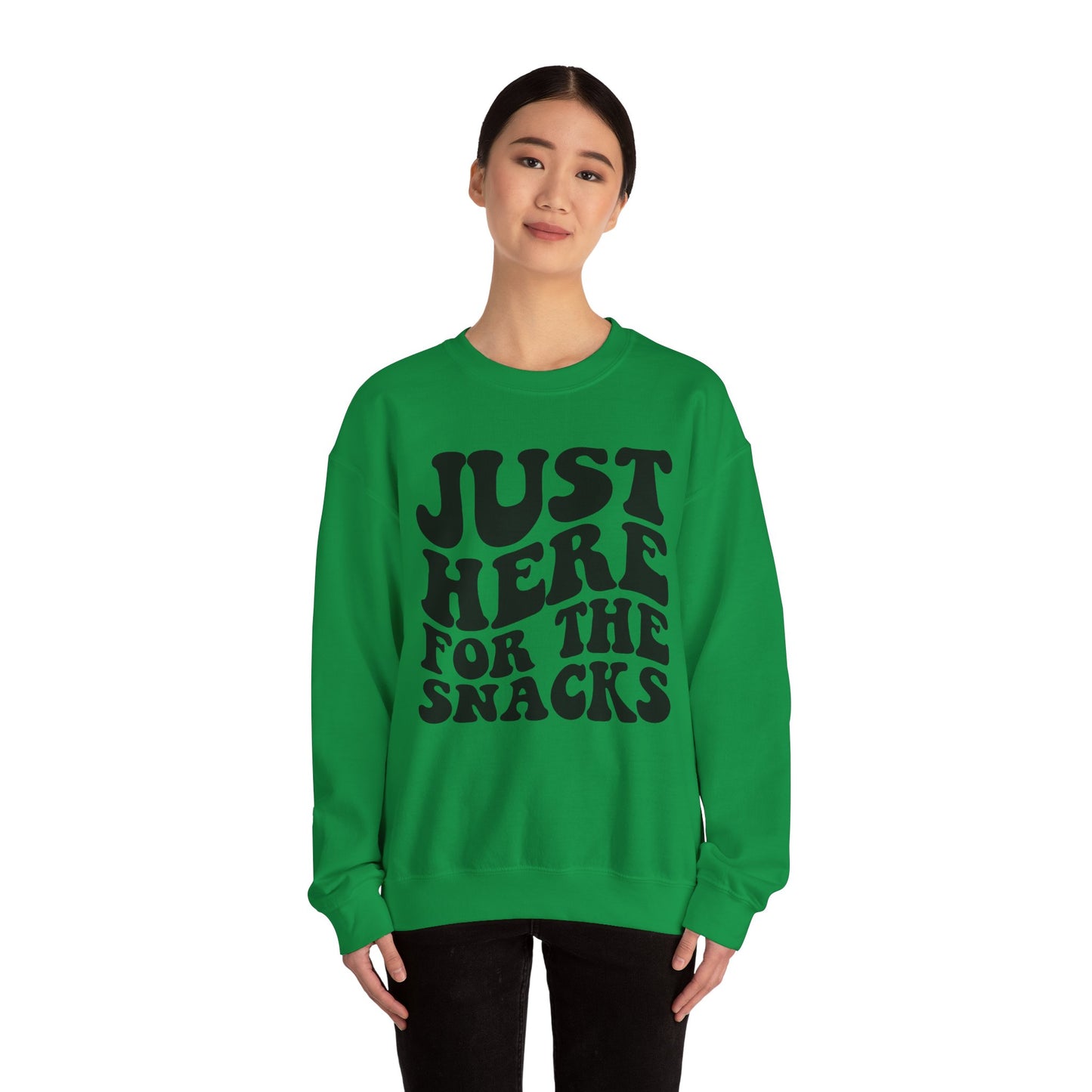 Just Here for the Snacks Crewneck Sweatshirt - Cozy Unisex Heavy Blend Pullover