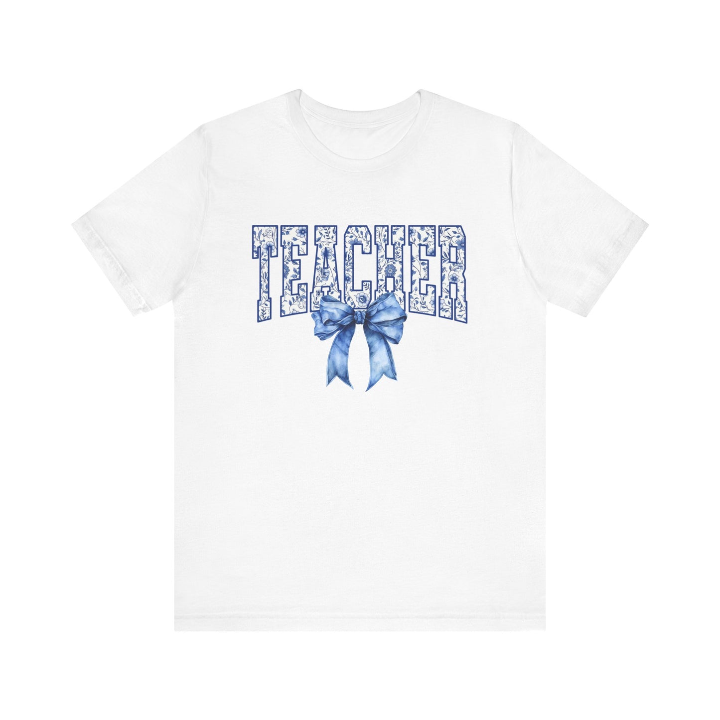 Teacher Coquette Blue Bow Tee