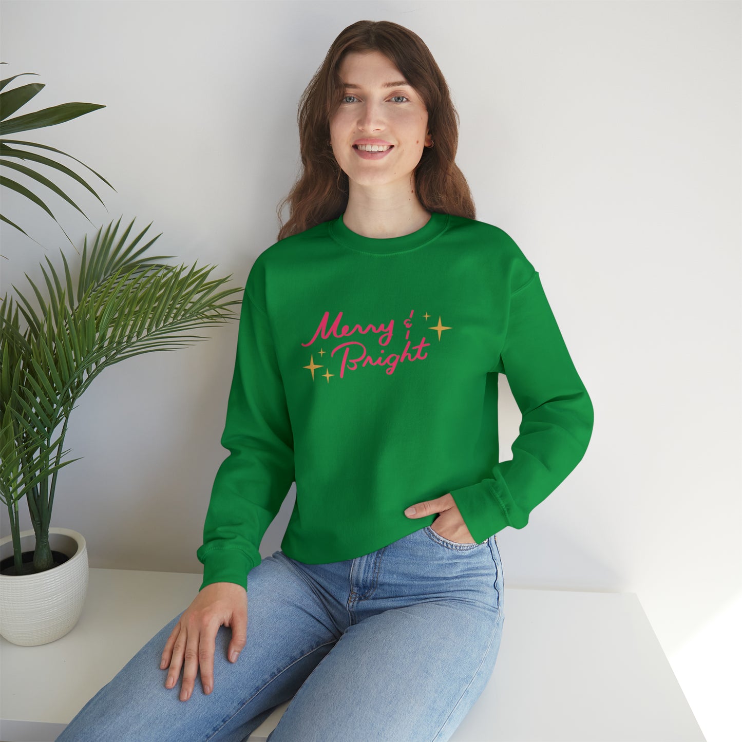 Merry & Bright Pink Unisex Heavy Blend™ Crewneck Sweatshirt