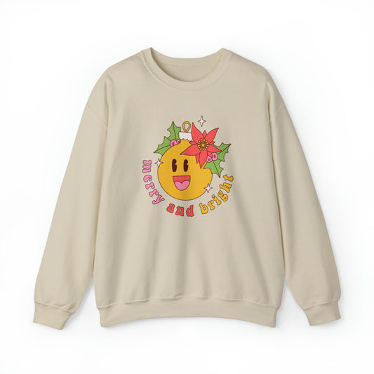 Merry & Bright Smiley Ornament Unisex Heavy Blend™ Crewneck Sweatshirt