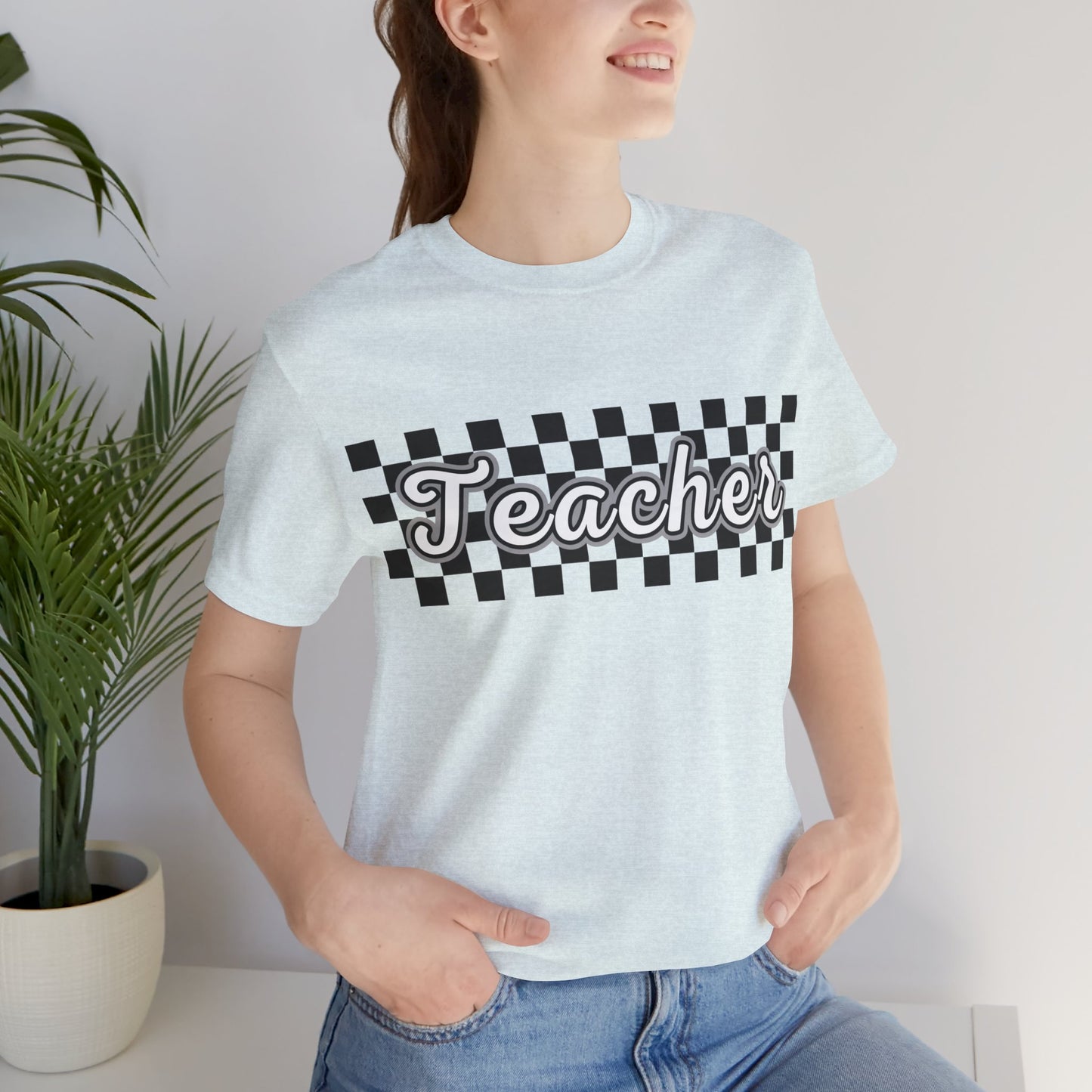 Checkered Teacher Cursive Tee