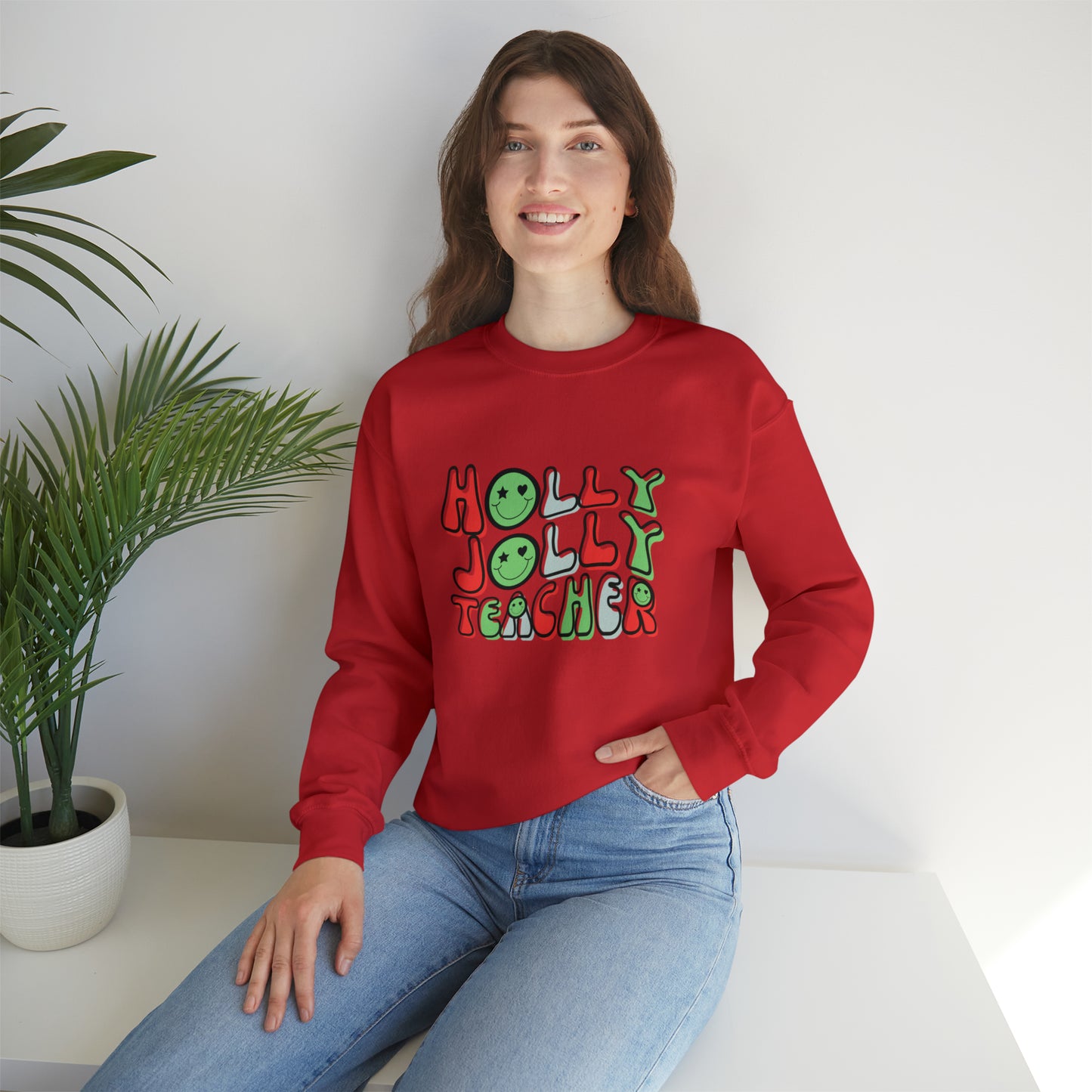 Holly Jolly Teacher 2023 Unisex Heavy Blend™ Crewneck Sweatshirt