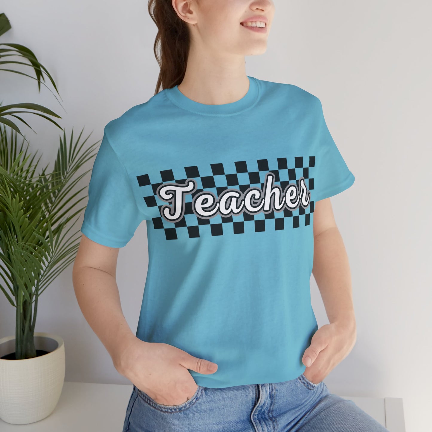 Checkered Teacher Cursive Tee