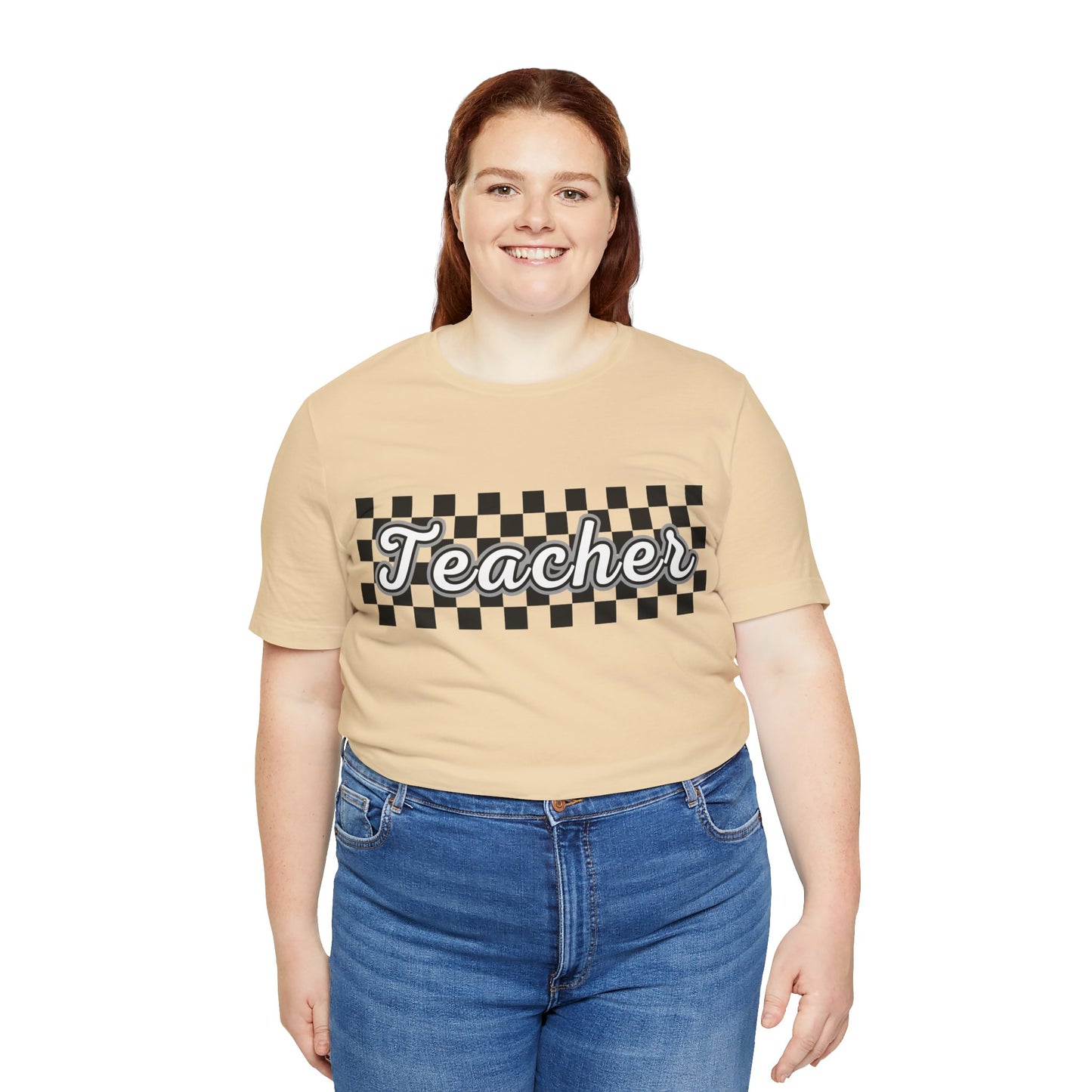 Checkered Teacher Cursive Tee