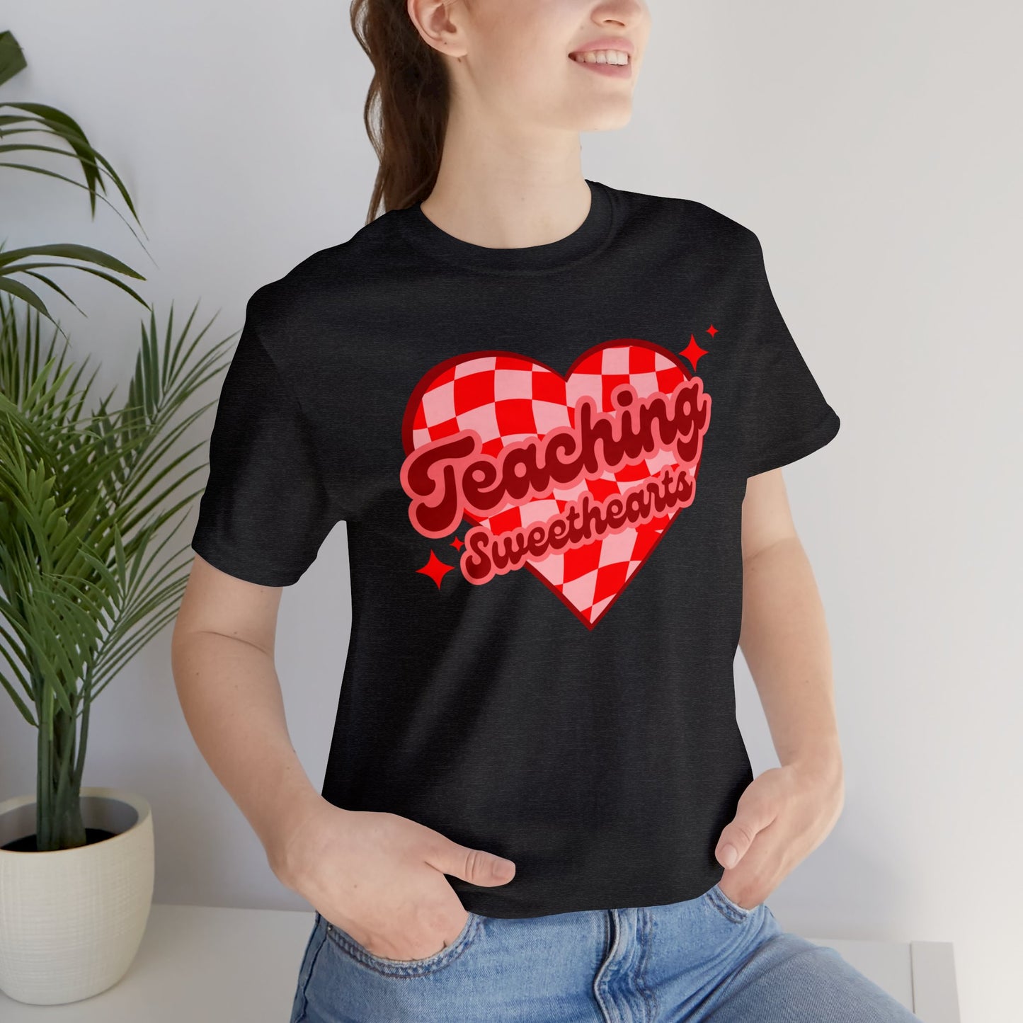 Teaching Sweethearts Retro Checkered Unisex Jersey Short Sleeve Tee