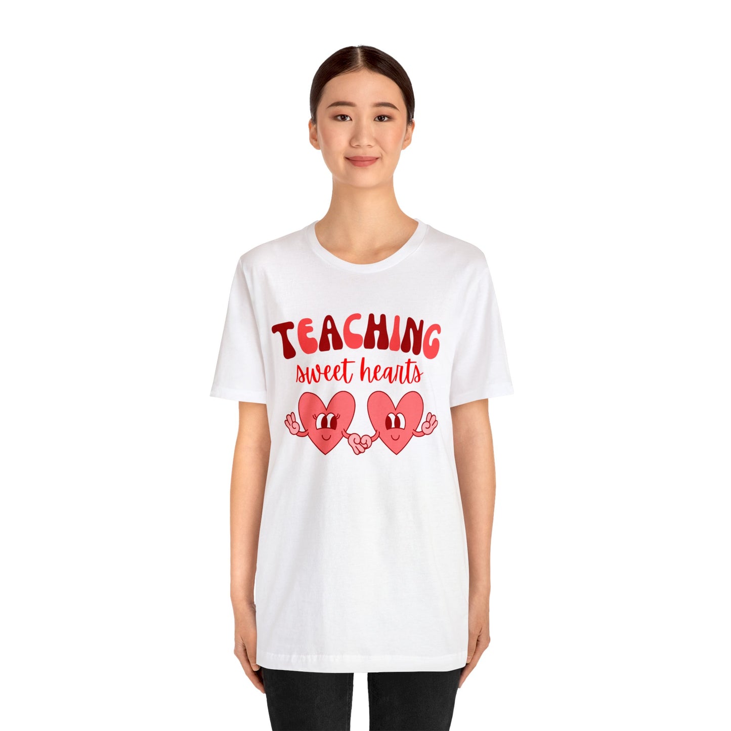 Teaching Sweet Hearts Retro Hearts Unisex Jersey Short Sleeve Tee