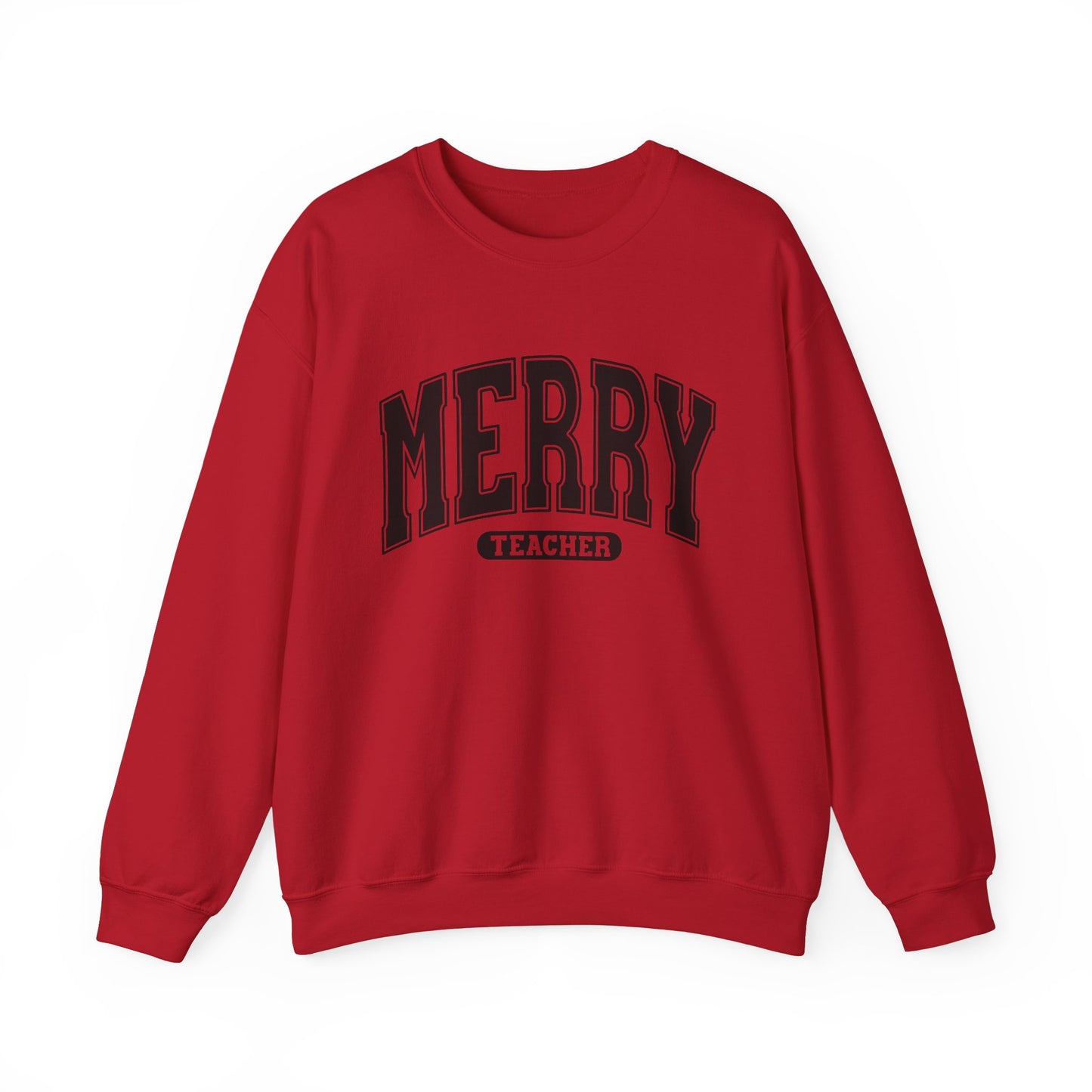 Merry Teacher Black Text Crewneck Sweatshirt