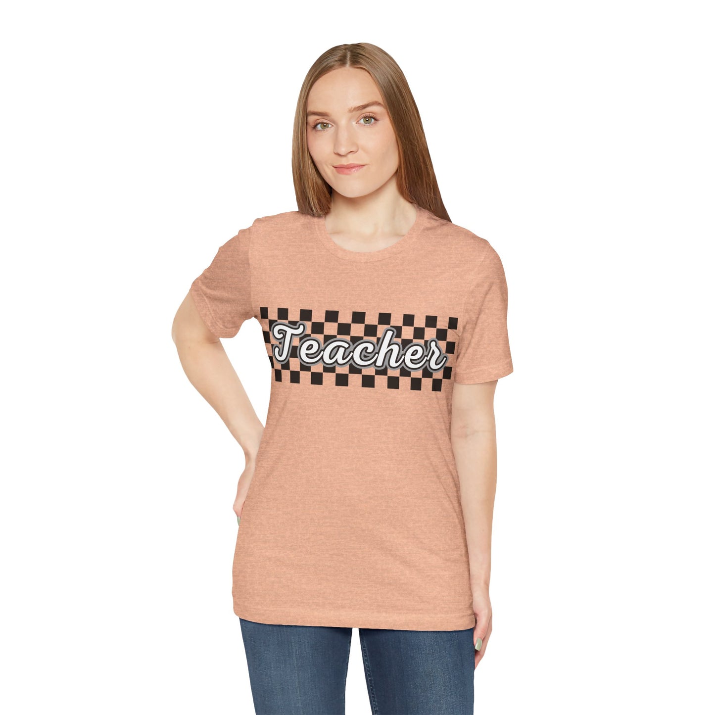 Checkered Teacher Cursive Tee